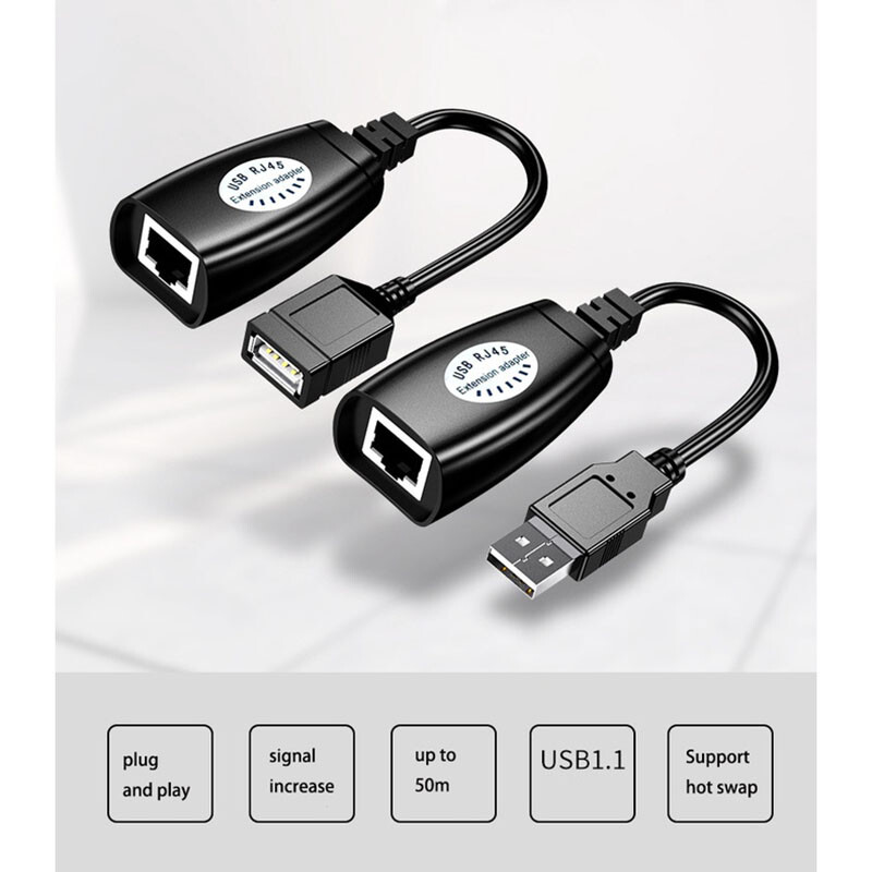 USB To RJ45 Extender Via Cat6 Ethernet Cable for Mouse Keyboard Usb Flash Drive