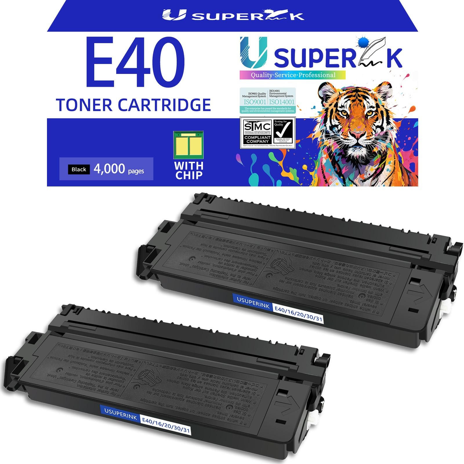 USUPERINK 2PK E40 Replacement Toner for E40 E30 E31 E16 E20 1491A002AA