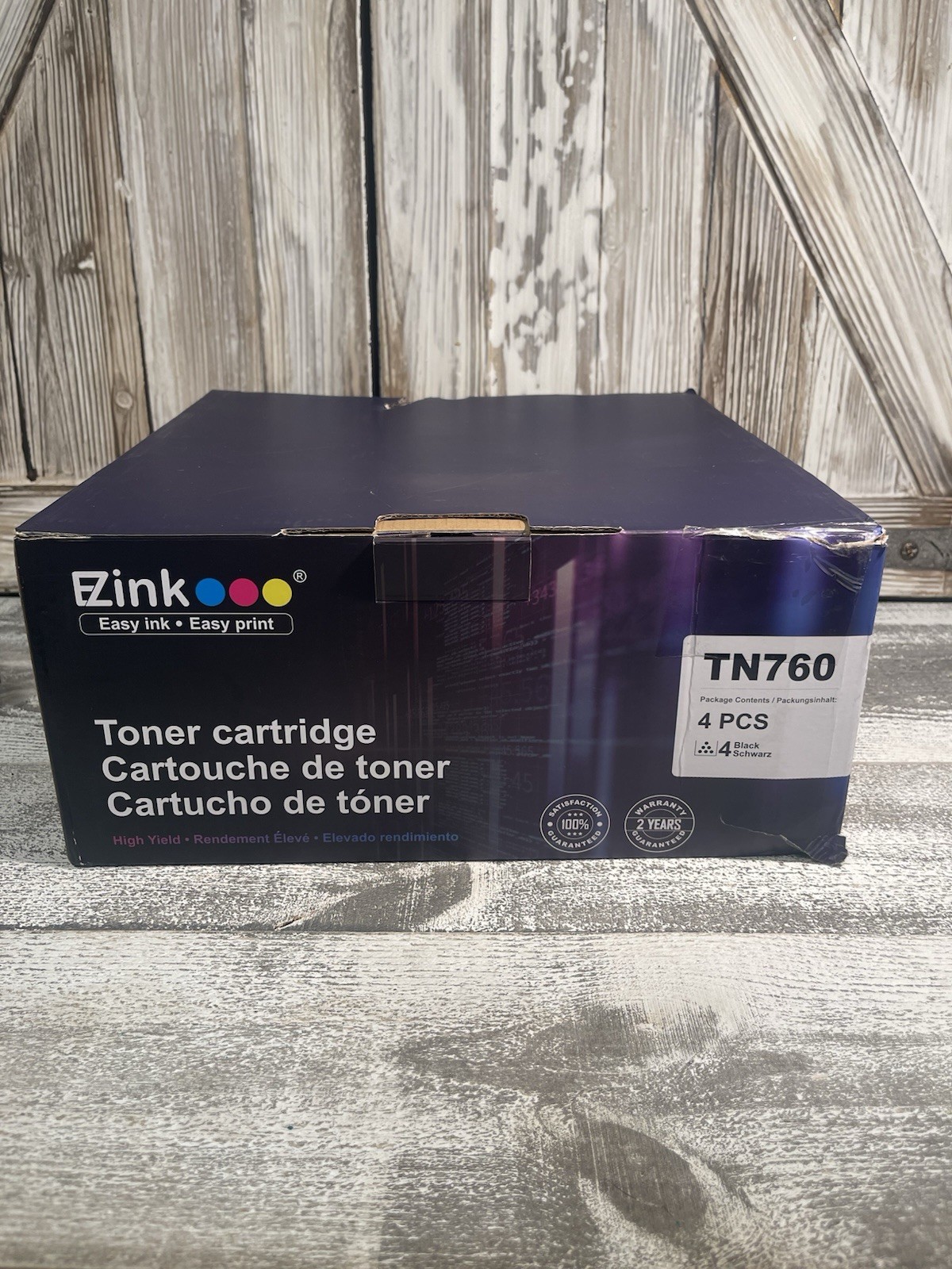 NEW EZink TN-760 Toner Cartridge 4 Pack Black 12000 Pages for Brother Printers