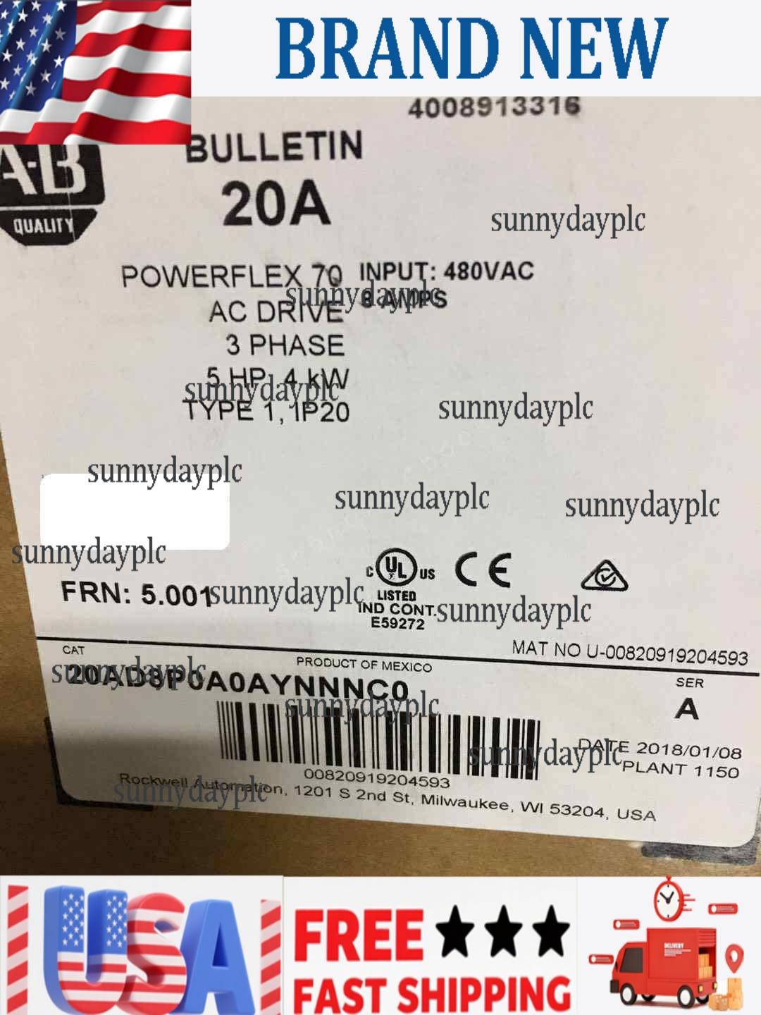 1PCS NEW 20AD8P0A0AYNNNC0 Via DHL or Fedex