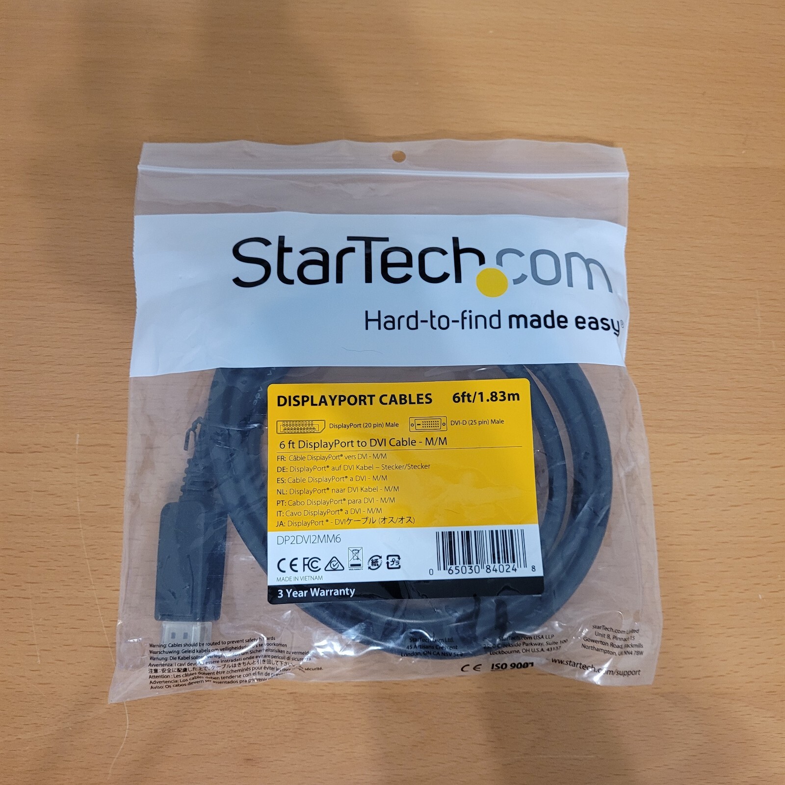 StarTech 6ft DisplayPort to DVI Cable - M/M (DP2DVI2MM6)