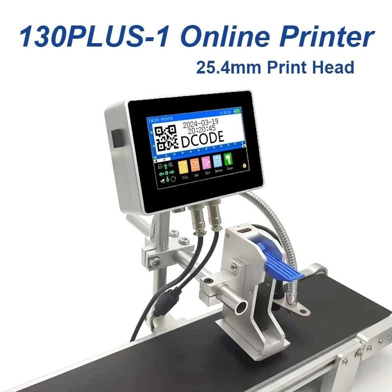 130PLUS Industrial Online Inkjet Printer 12.7/25.4mm Nozzle with 4.3inch Screen 