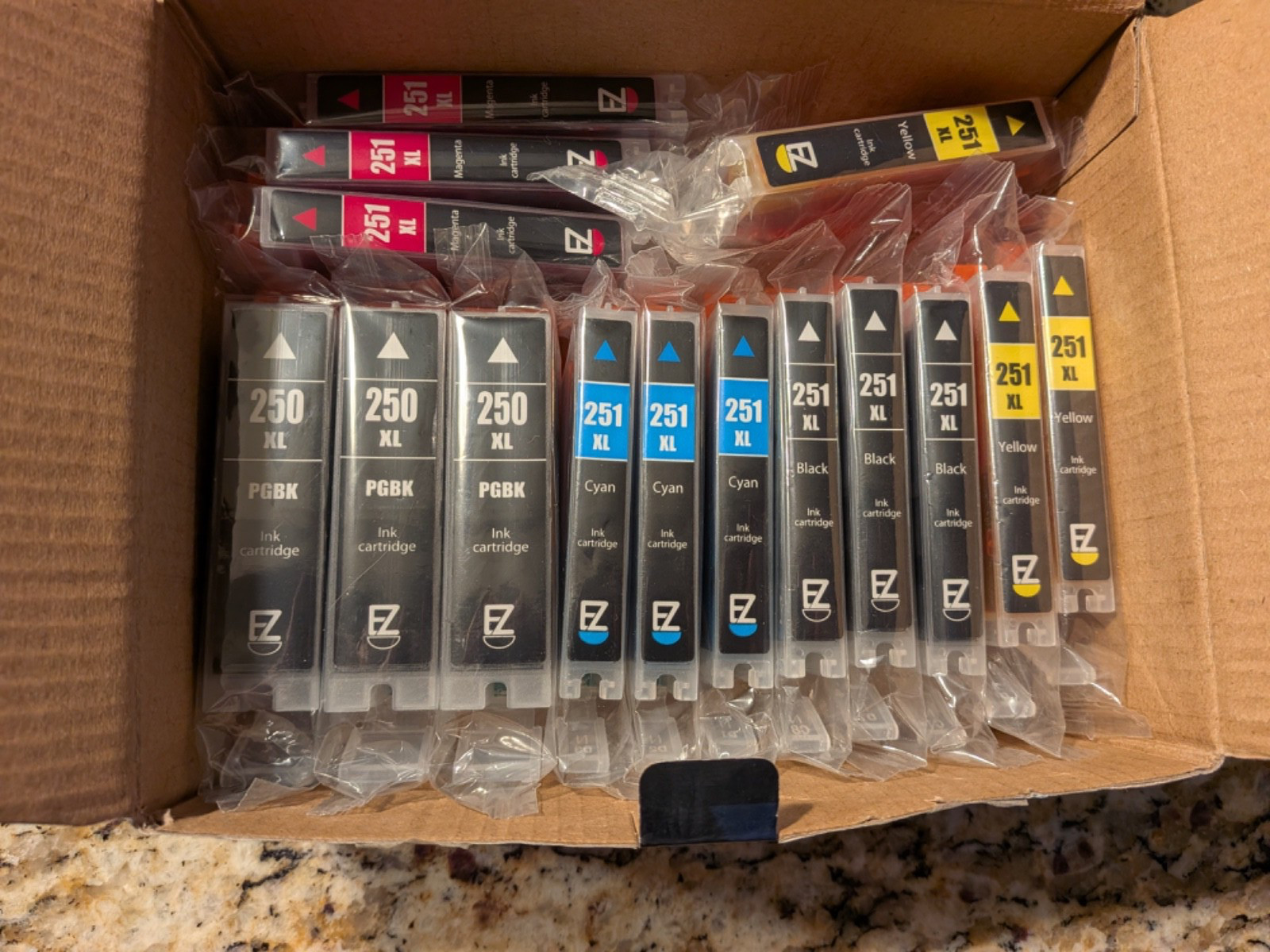 EZink Printer Ink Cartridge 250XL 251XL PGBK 3,Black 3,Cyan 3,Magenta 3,Yellow 3