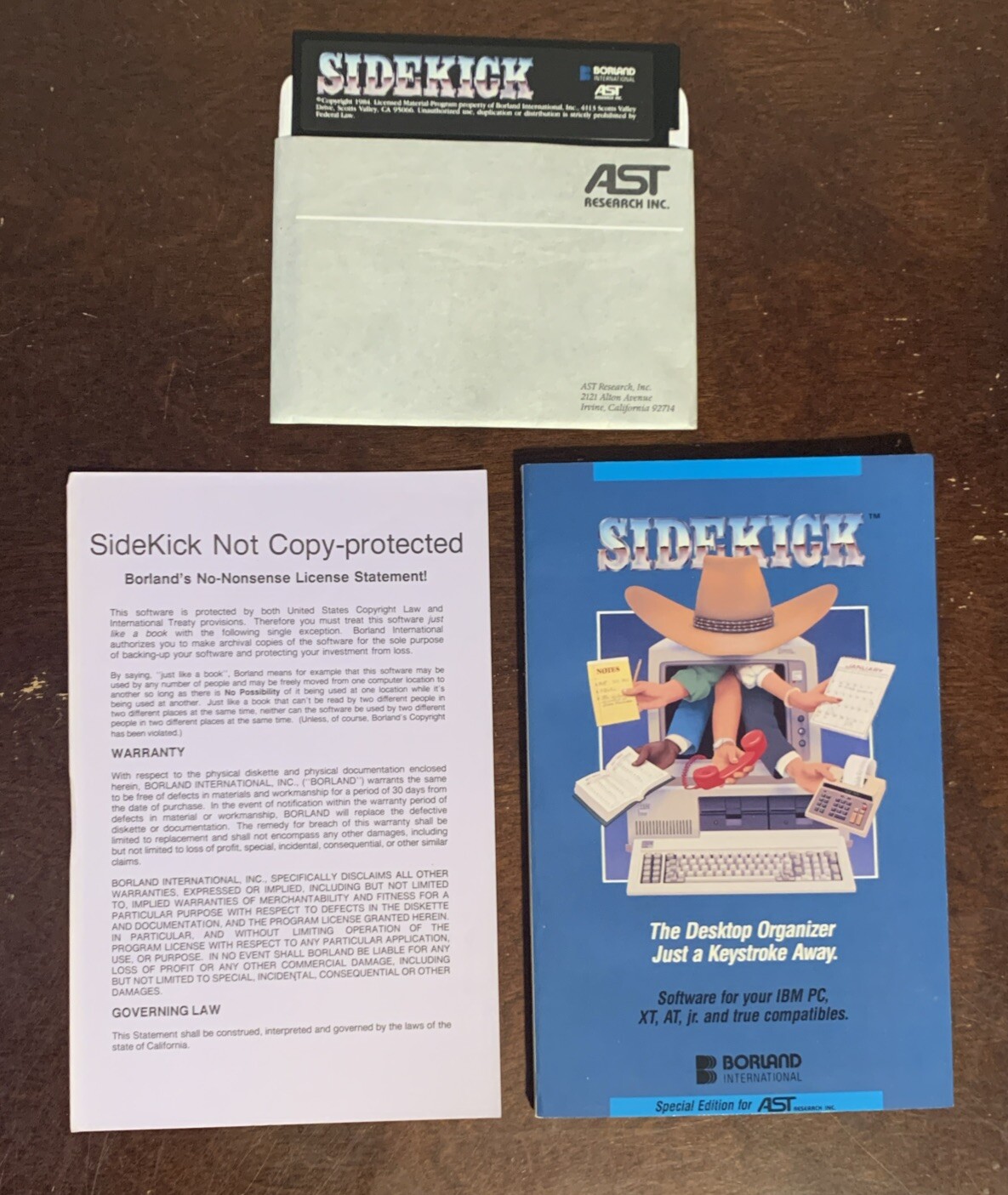 Vitg Borland Sidekick Ver. 1.5 AST Owners Manual First Edition 5.25” Floppy Disk