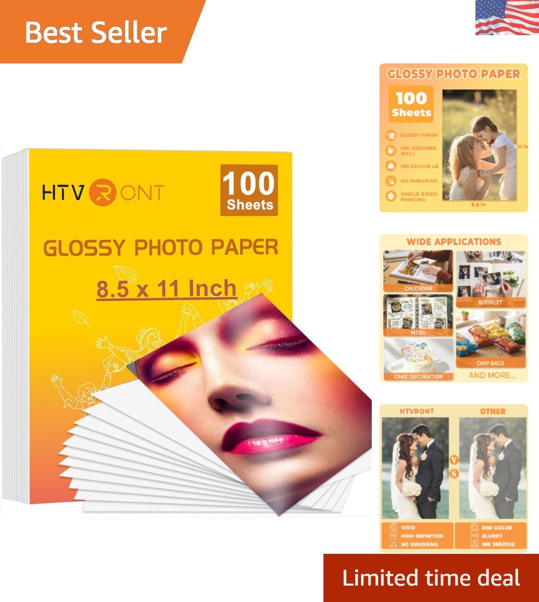 100 Sheets of High-Resolution 8.5 x 11 Glossy Photo Paper for Creative Projects