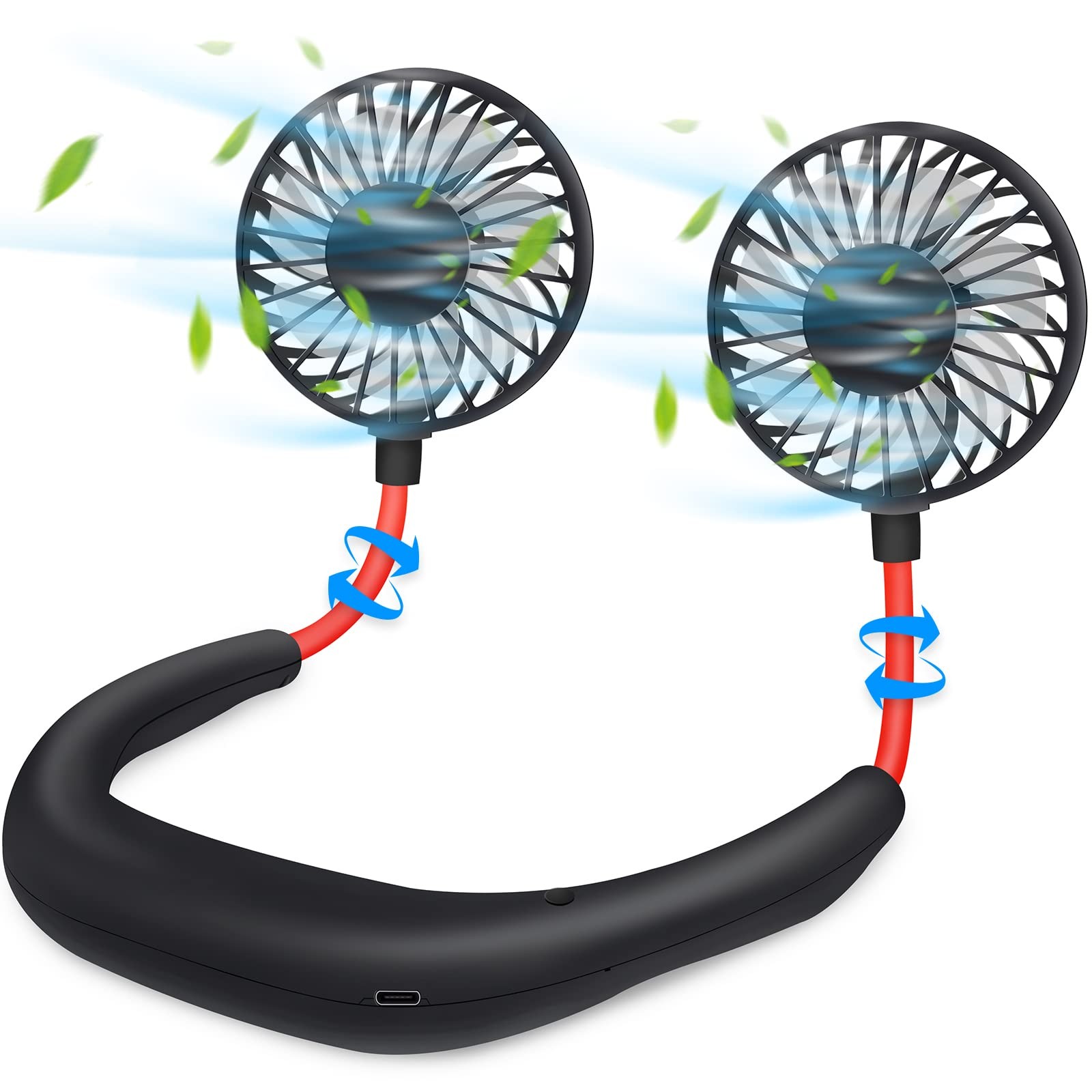 Haomaomao Portable Neck Fan 2500 Suitable for adults and Kids, fan-Black