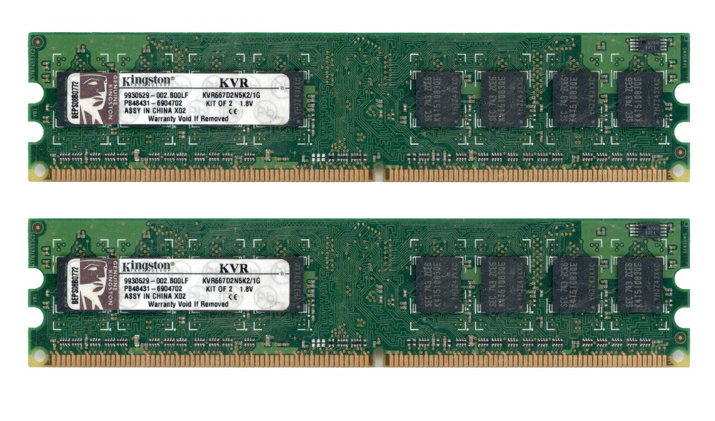 KINGSTON 1GB 2x512MB DDR2 667MHz PC2-5300 KVR667D2N5K2/1G 9930529-002.B00LF