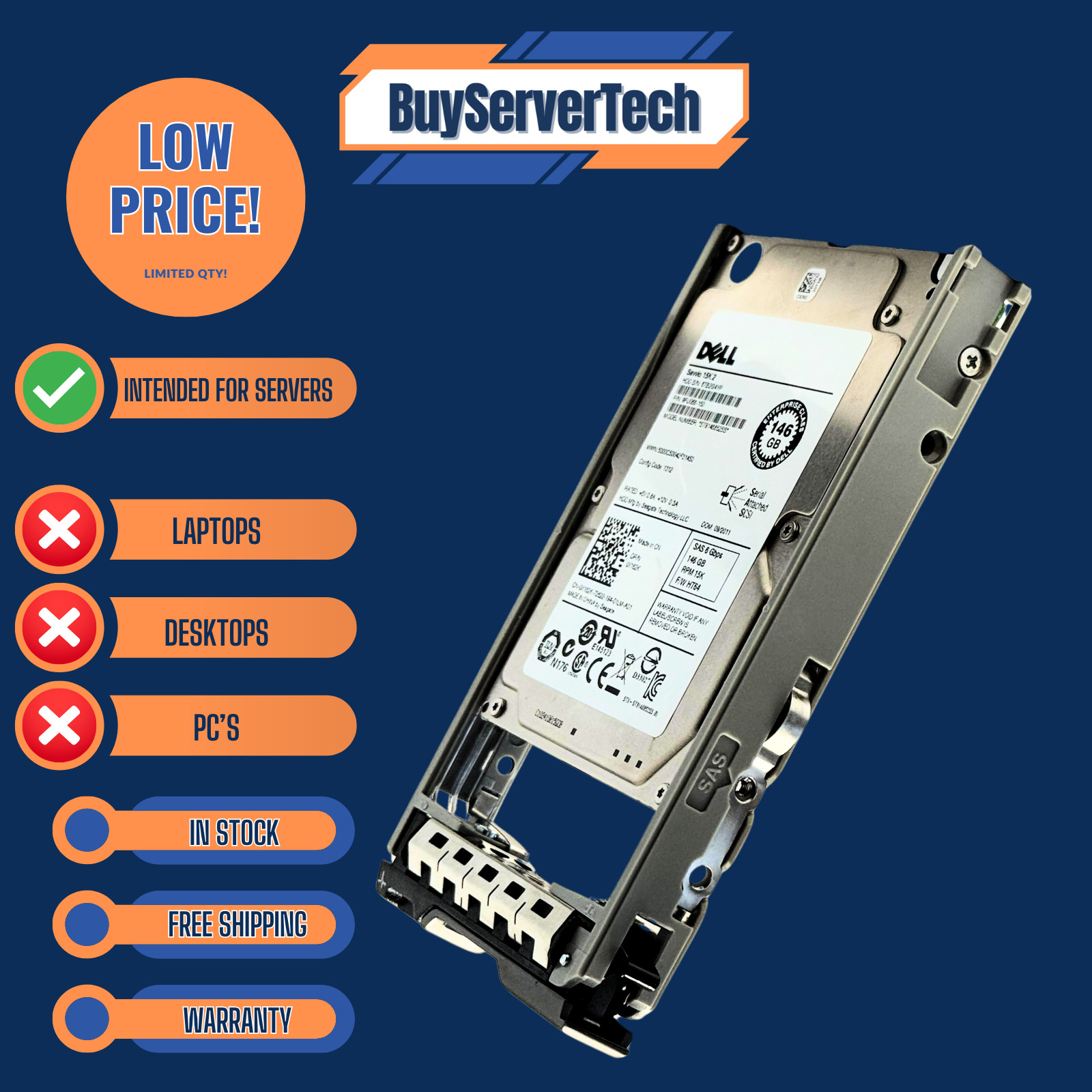 X162K 0X162K 146GB 15K 2.5" SAS 6Gb/s Dell HDD | ST9146852SS | 0 Hours | R-Serie