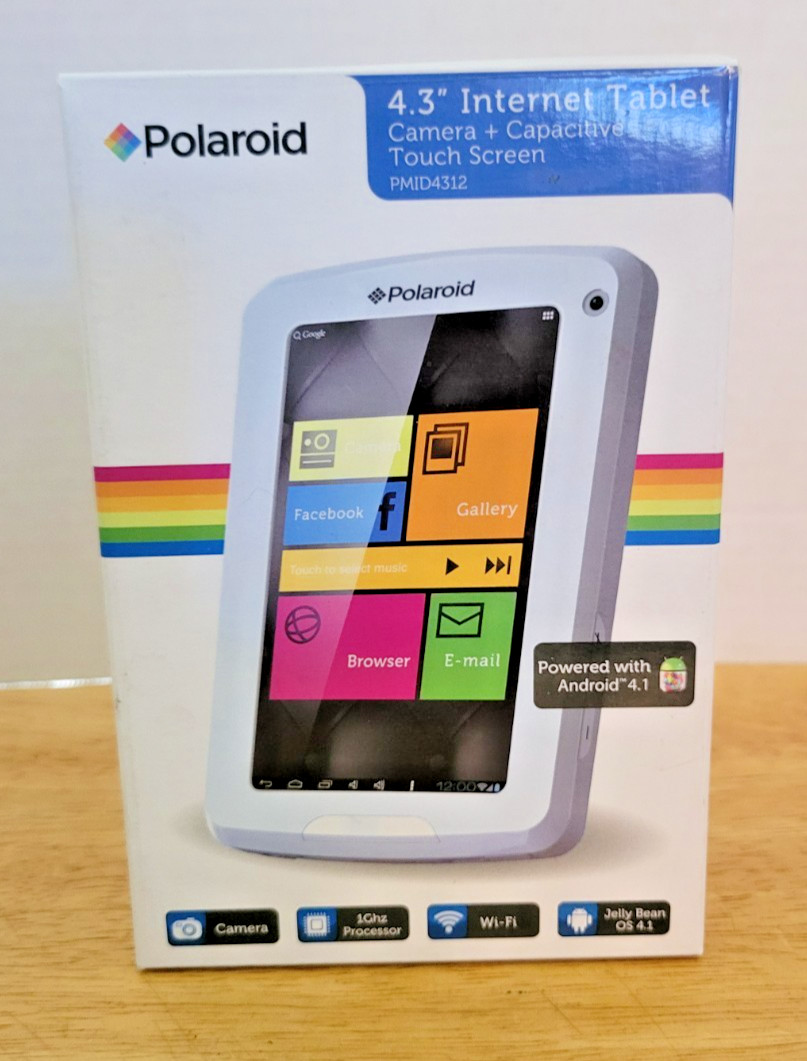 Polaroid 4.3 Inch Internet Tablet Android 4.1 Jelly Bean 4GB White PMID4312 NIB