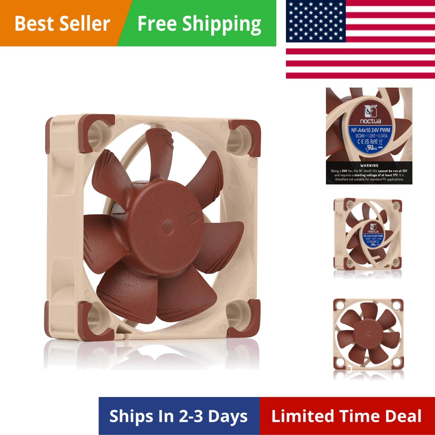 40mm Quiet Fan for 3D Printers and Other Applications, 4-Pin, 24V Version 40x...