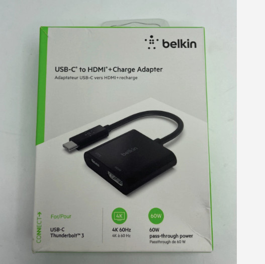 Belkin USB-C to HDMI Adapter + Charge (4K UHD Video MacBook Pro iPhone 17 16 pro