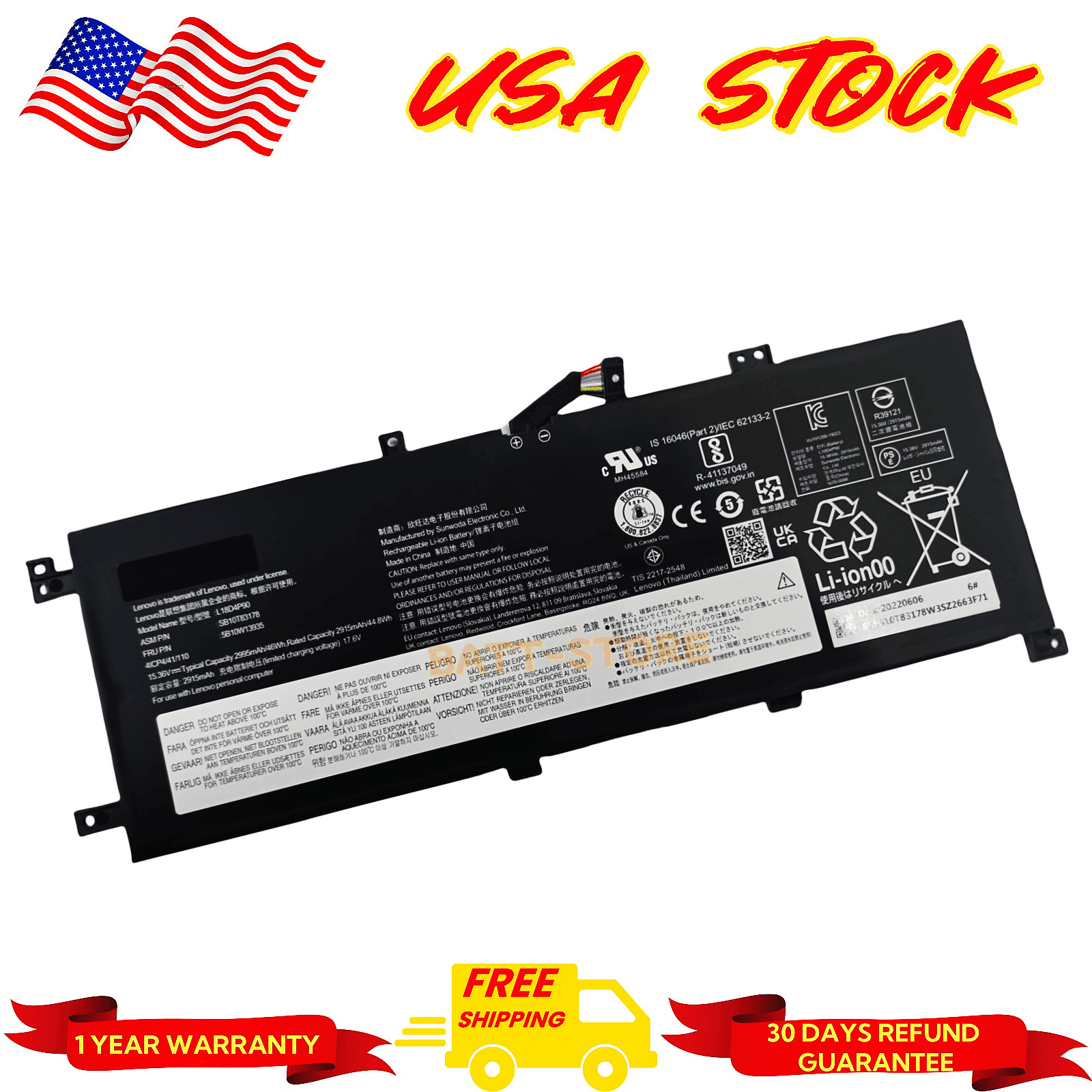 L18D4P90 L18C4P90 L18M4P90 ORIGINAL Battery for lenovo ThinkPad L13 Yoga 02DL030