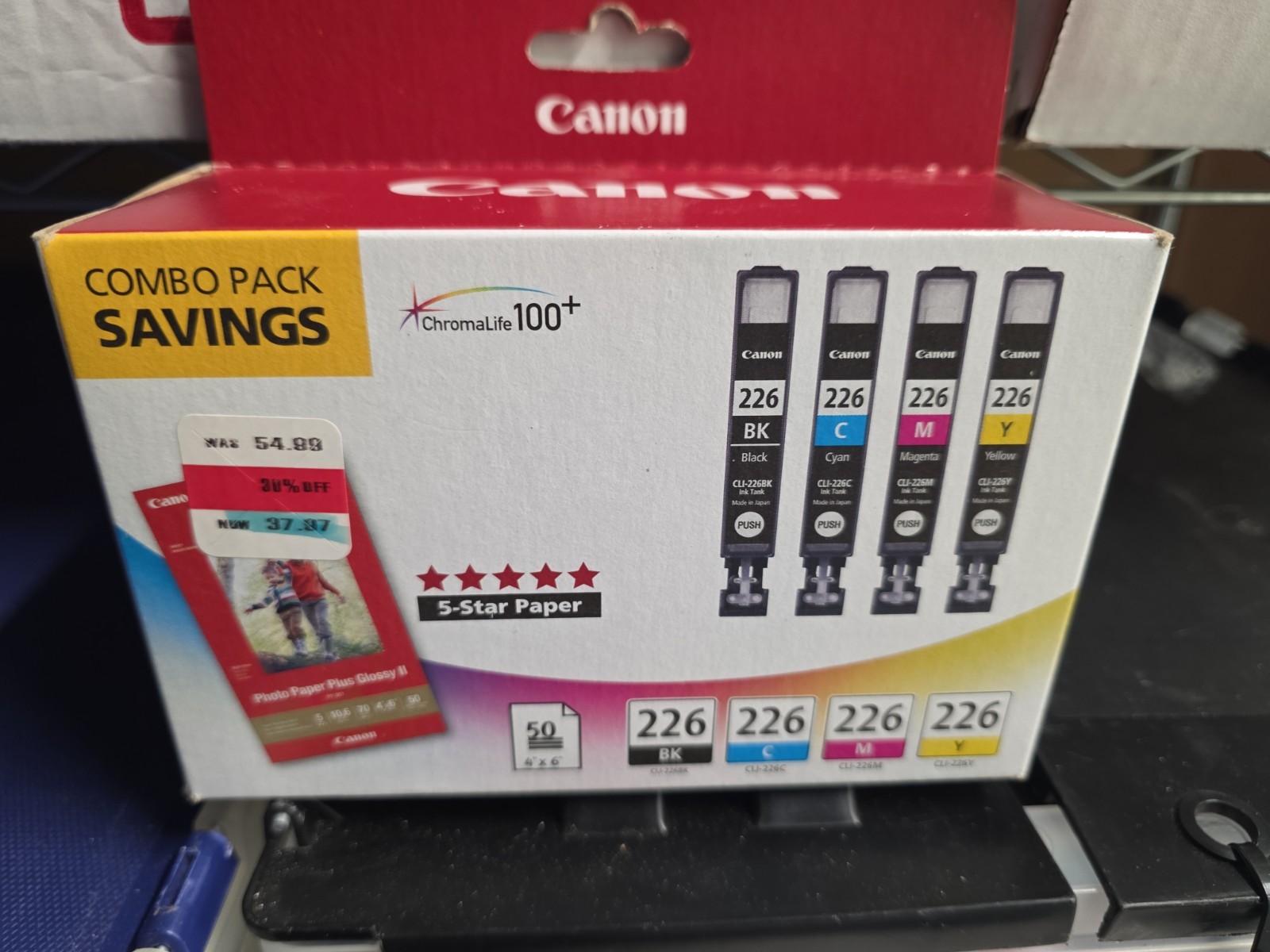 Genuine Canon CLI-226 ChromaLife 100+ Black & Color Combo Pack New Sealed