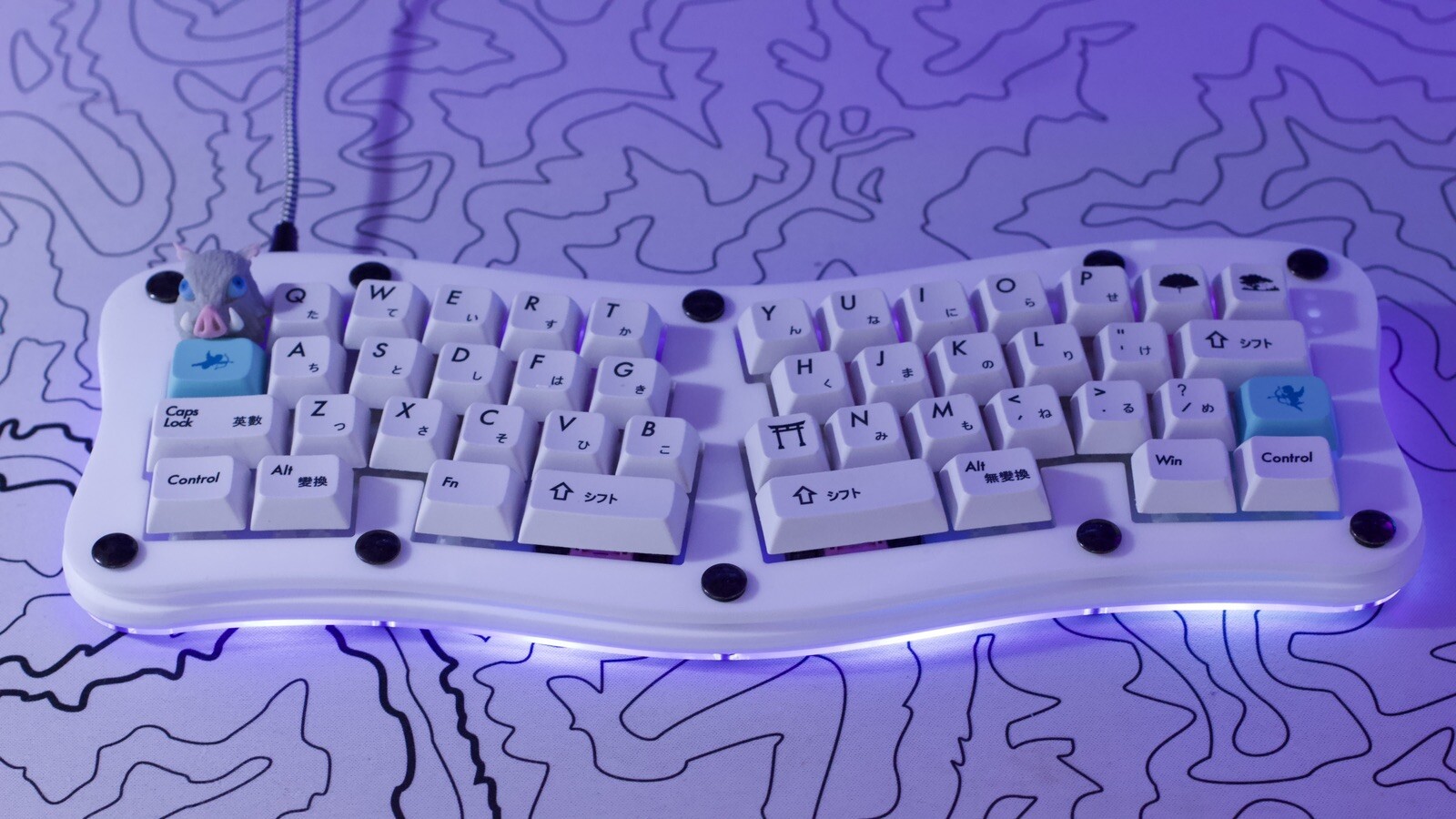 Custom Ergonomic Keyboard, Lubed Cherry Yellow, Doubshot PBT Keycaps