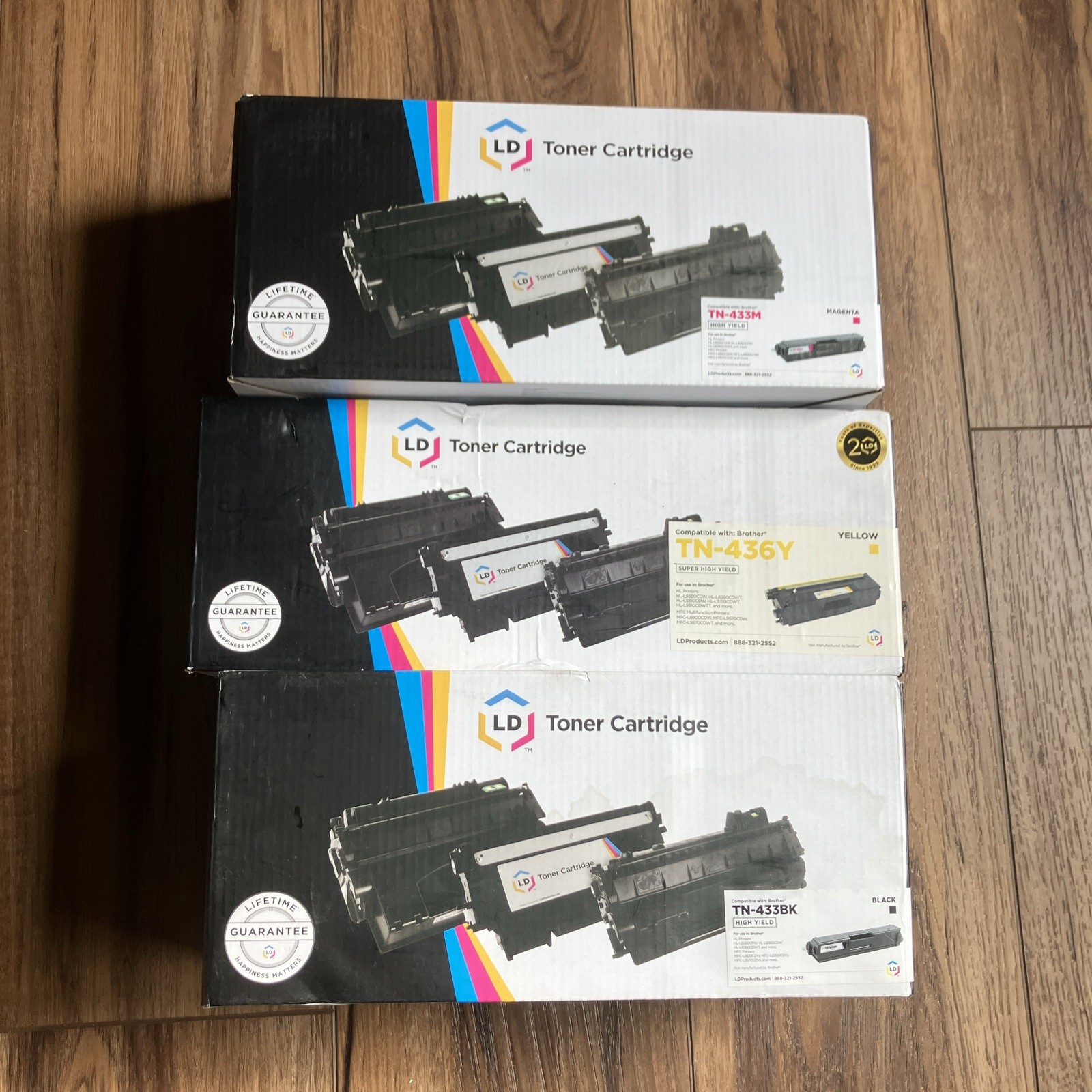 LD Compatible Brother TN433 / TN436  Magenta Yellow Black HL-L2460DW MFC-L2820DW