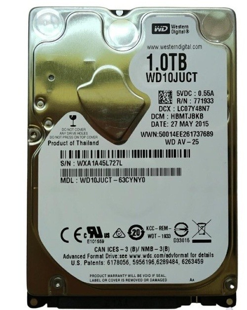 Western Digital AV-25 1TB WD10JUCT 5400RPM SATA 2.5" Hard Disk Drive