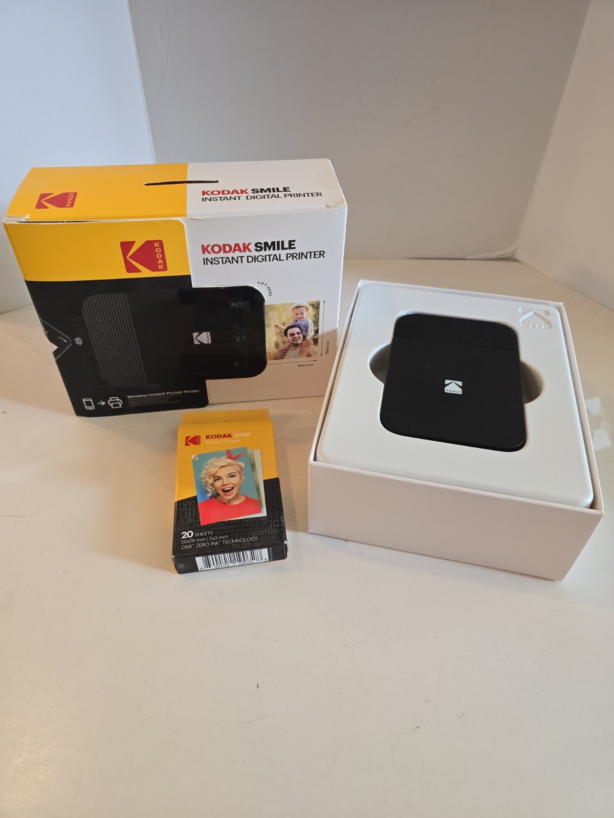 KODAK Smile Instant Digital Printer (Black/White) New With Extra Sheets Pack