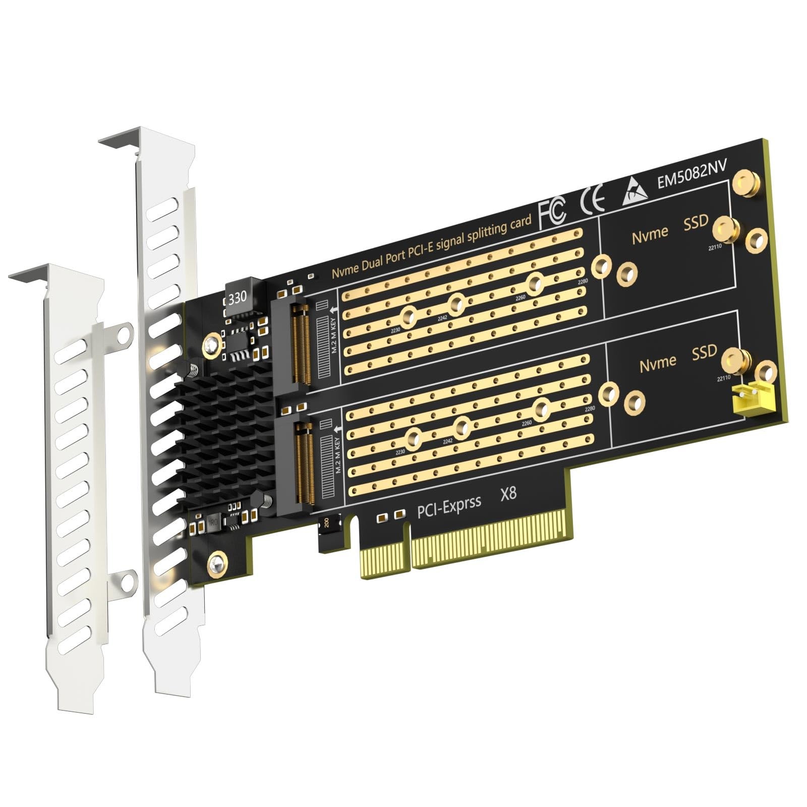 GLOTRENDS PA21 Dual M.2 NVMe SSD to PCIe 4.0 X8, Bifurcation Required
