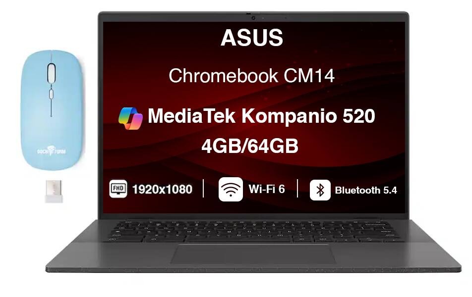 ASUS - Chromebook CM14 MediaTek Kompanio 520/4GB/64GB eMMC SSD/14.0 in 4GB RAM