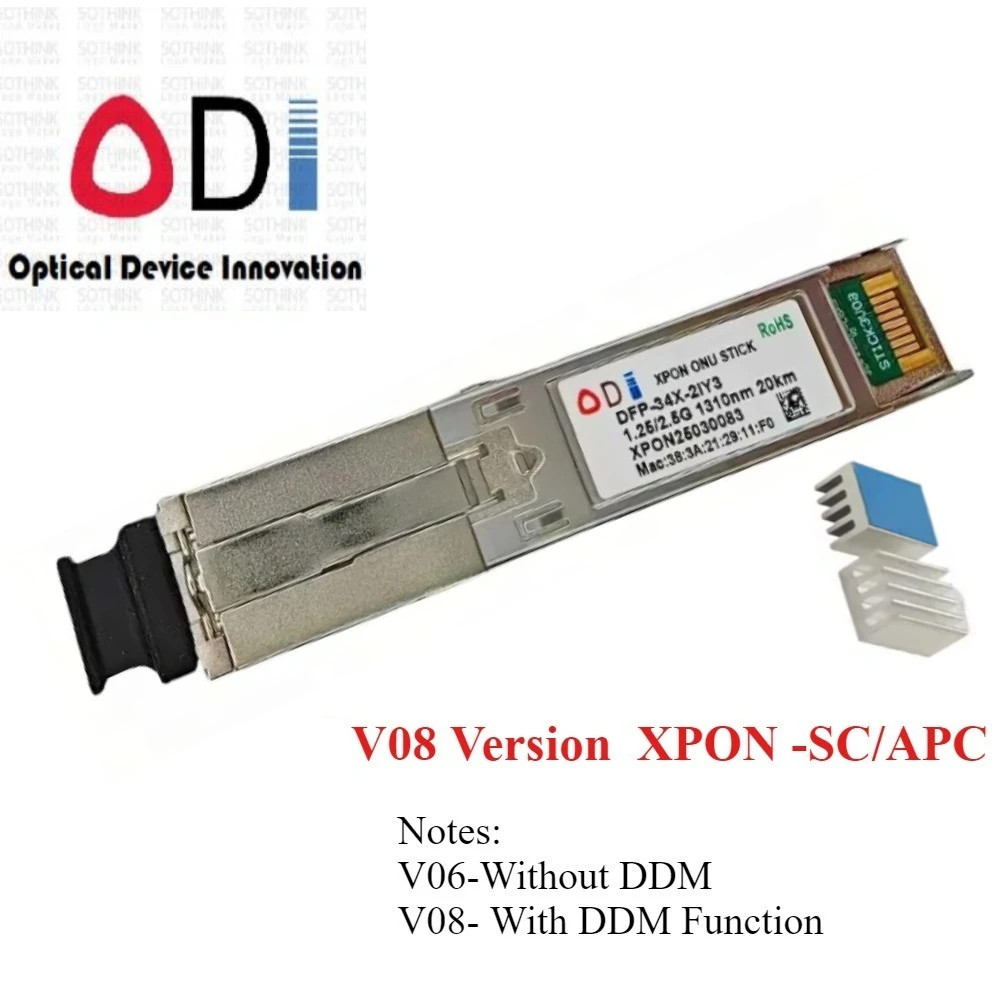 XPON Stick SFP ONU With MAC 1310nm/1490nm DDM Pon Module Ont 20KM Modem SC/APC 