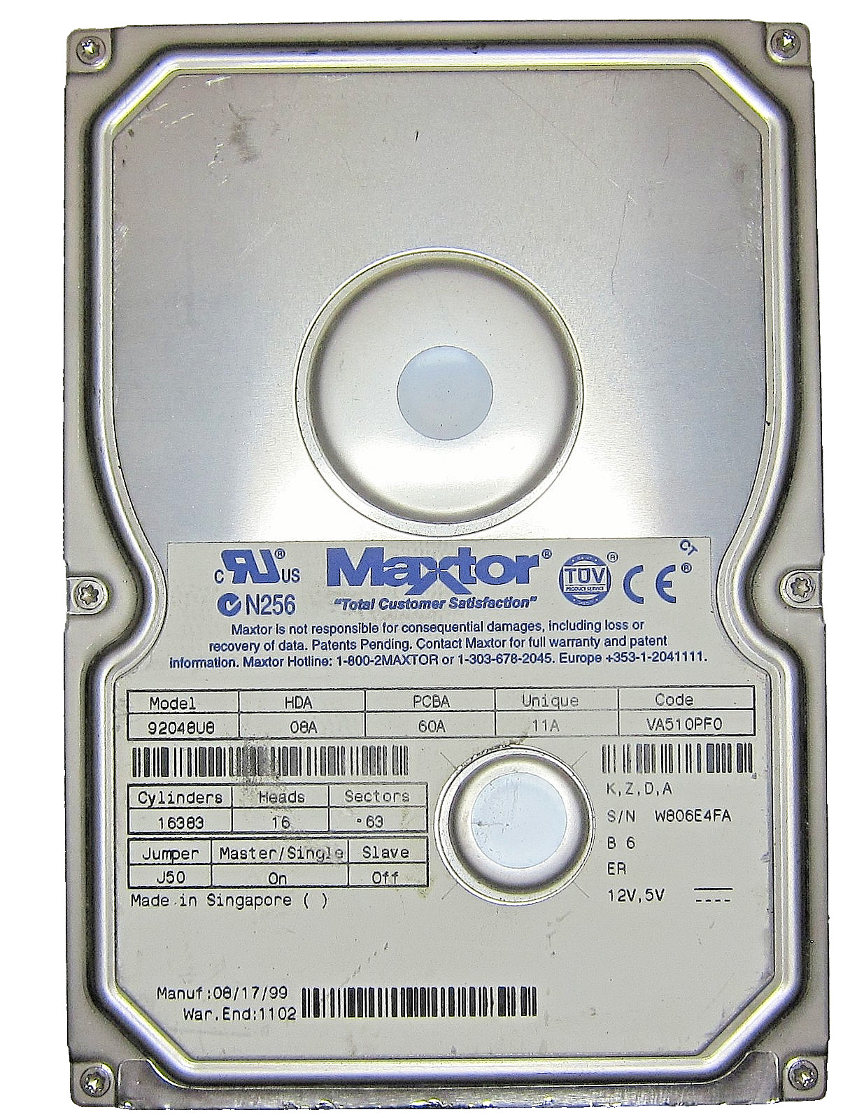 Genuine 20.4GB Maxtor 92048U8 3.5" IDE / ATA Hard Disk Drive