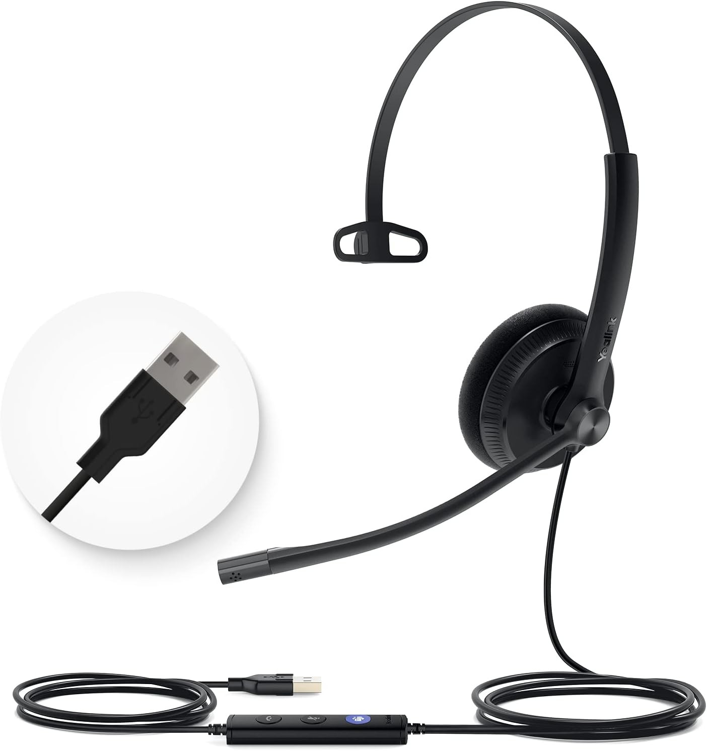 UH34 Lite Wired Headset,Usb-A, Noise Canceling Mic,In-Line Controls