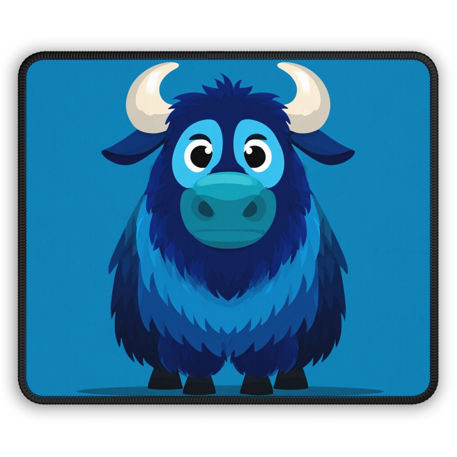 Blue Cartoon Yak Gaming Mouse Pad | Cute Animal Desk Mat