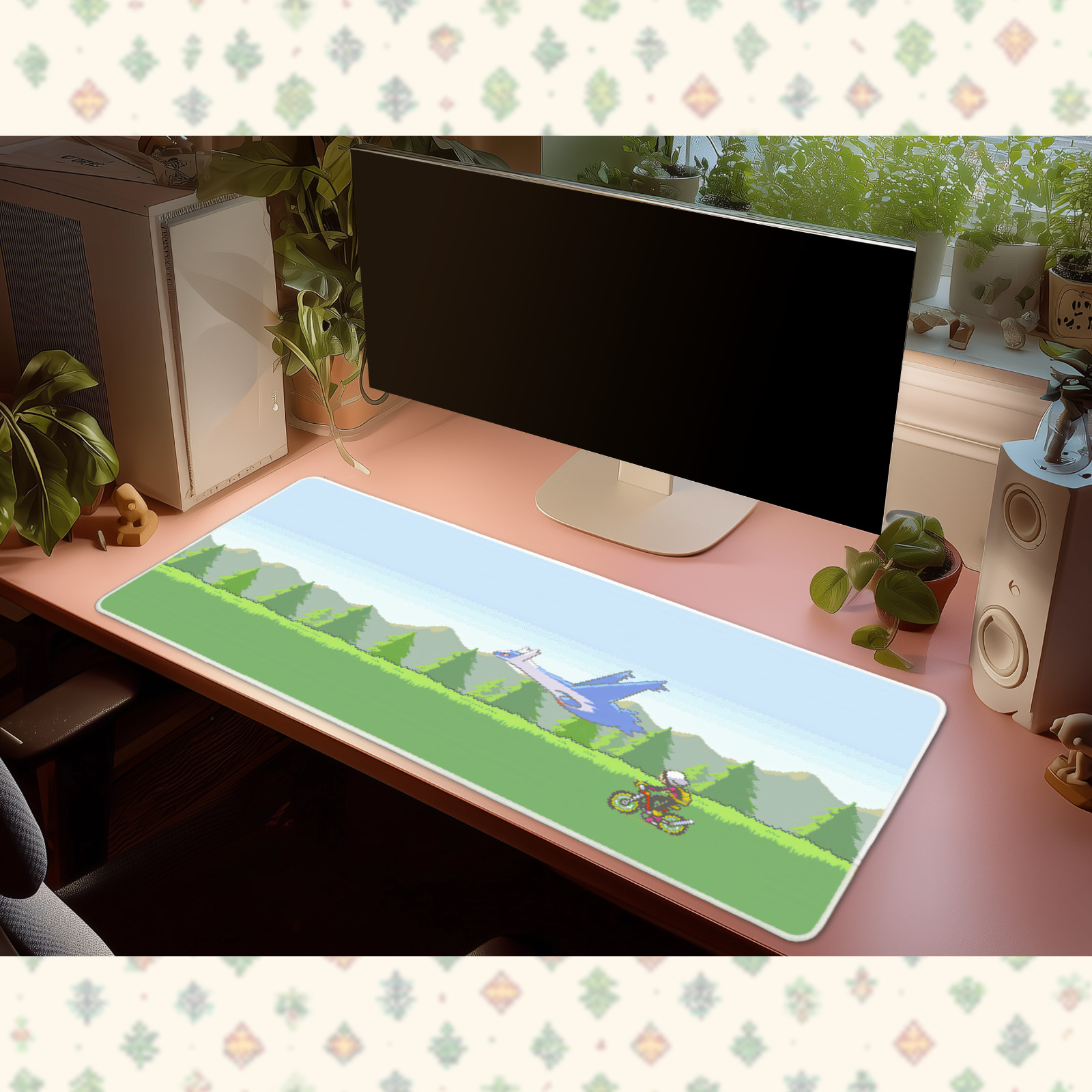 Pokemon Latios Pixel Art Desk Mat Mouse Pad Retro Gaming Large Extended