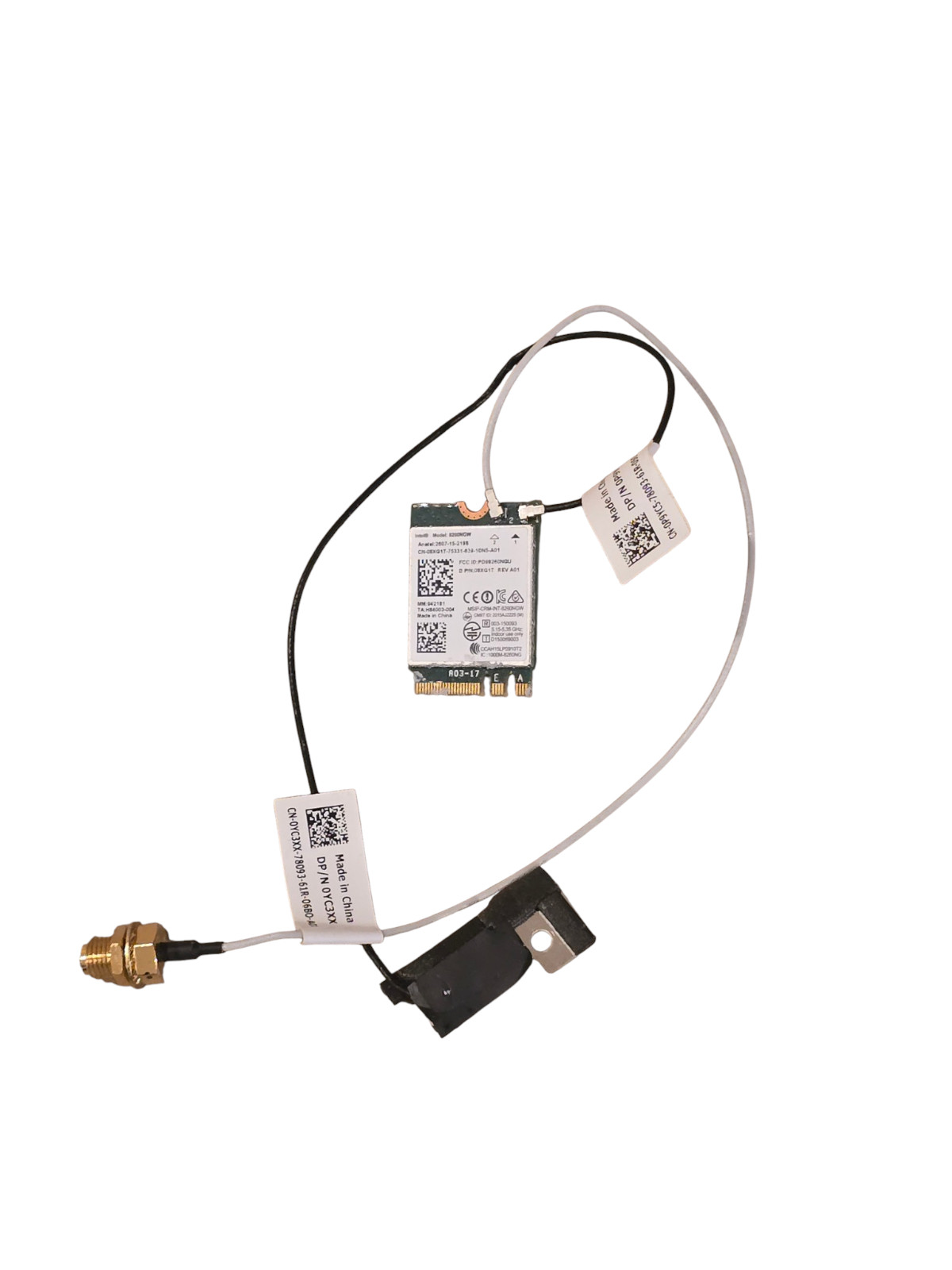 Intel 8260NGW Dual Band WiFi Card + Dell Antenna Cables 0P9YC5 0YC3XX M.2 NGFF