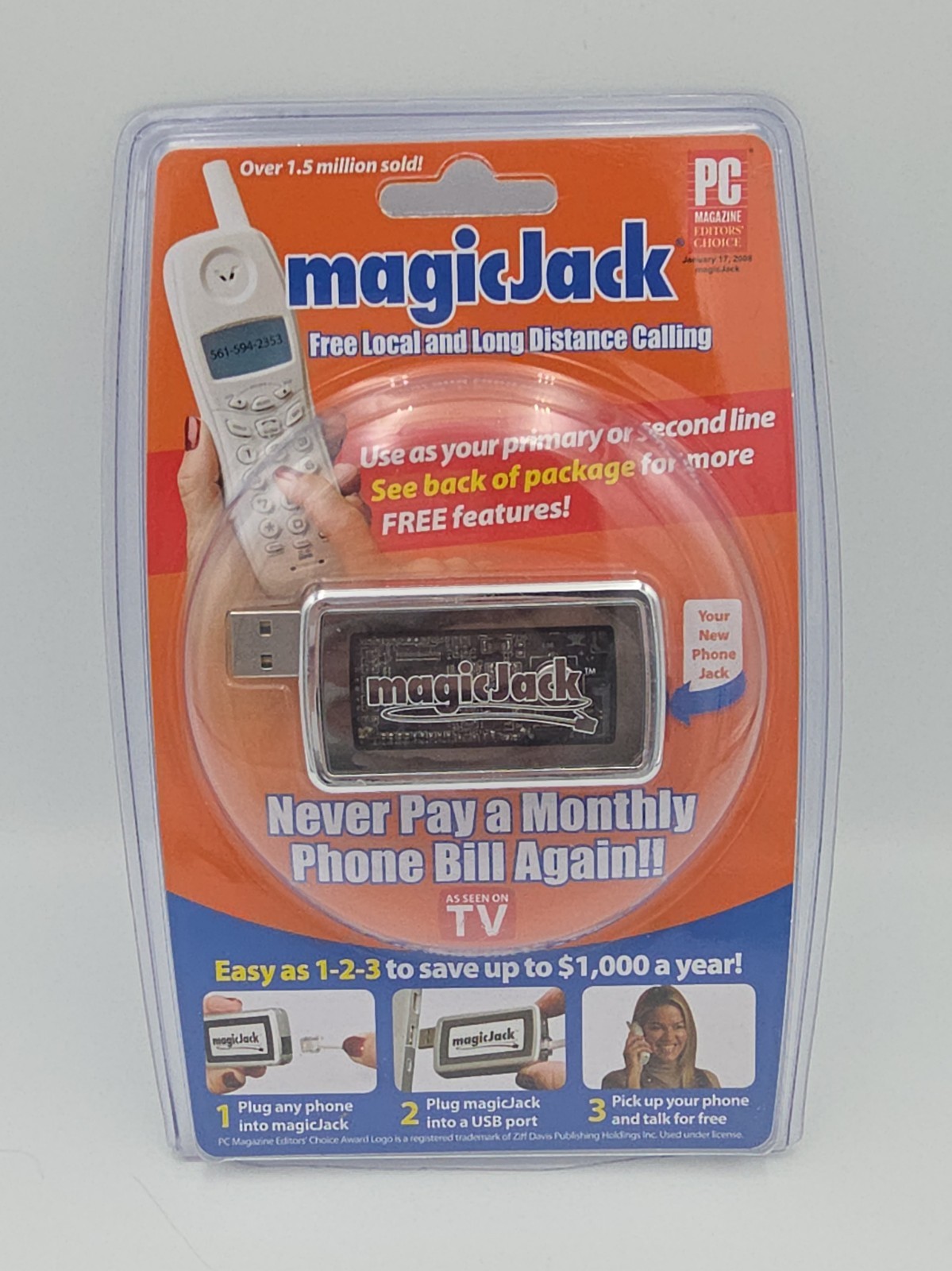 Original magicJack USB Phone Adapter Model A921 VoIP As Seen On TV Open Box