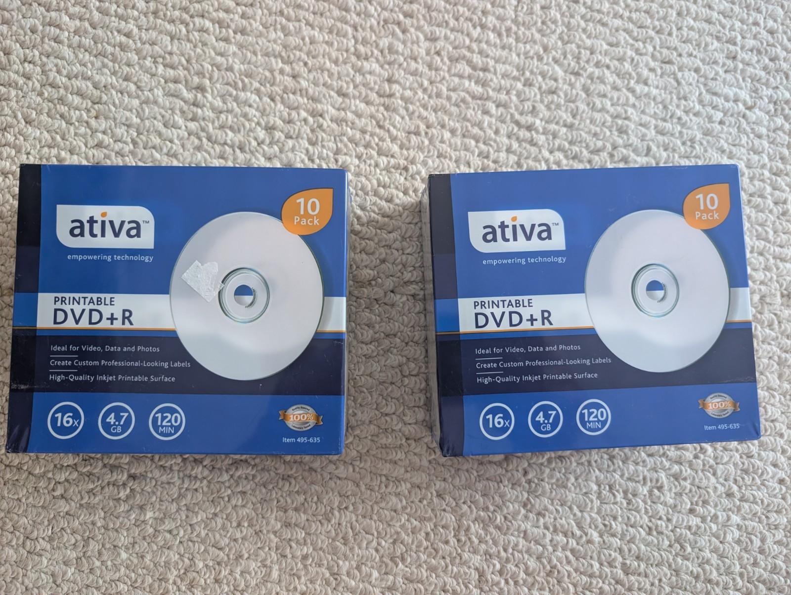 Ativa DVD-R 10 Pack 16x 4.7 GB 120 Minutes NEW