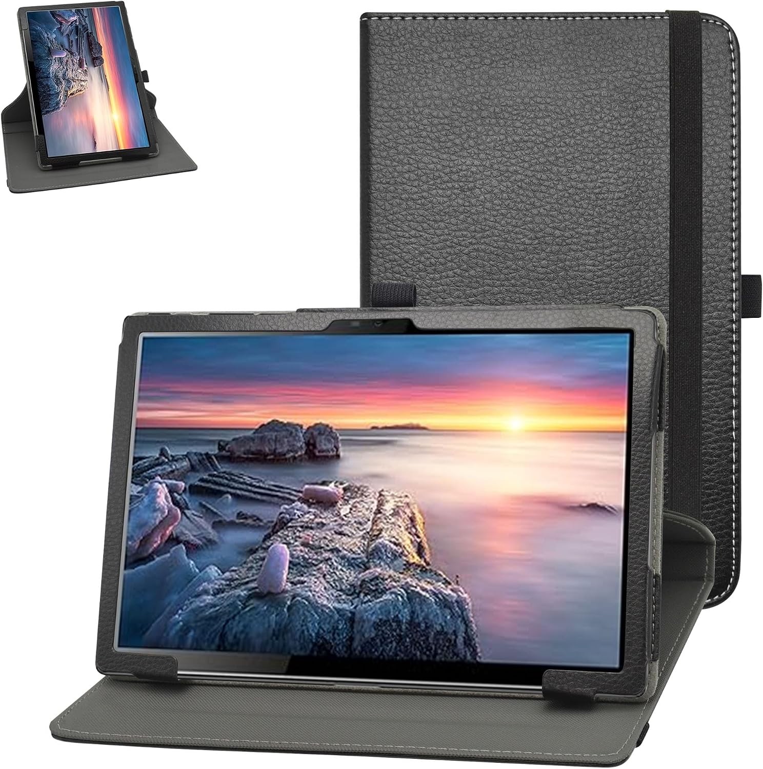 Cute Patterned Case for BYYBUO SmartPad A10 10.1" - 360 Degree Rotary Stand, Bla