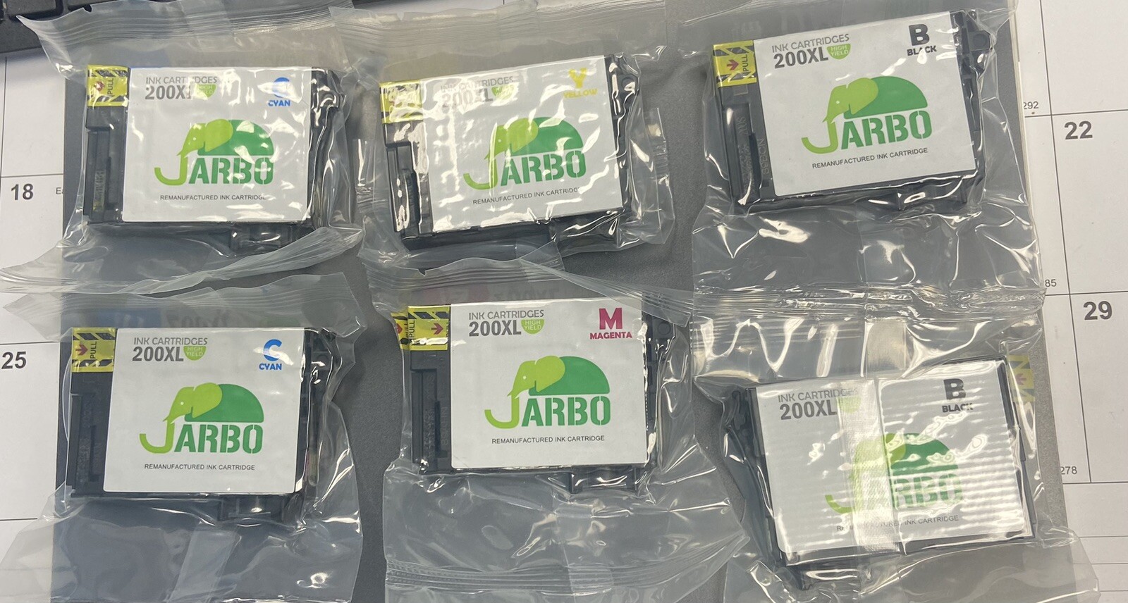 JARBO Lot Of 6 Ink Cartridge 200XL Epson Sealed Black Cyan Magenta Yellow