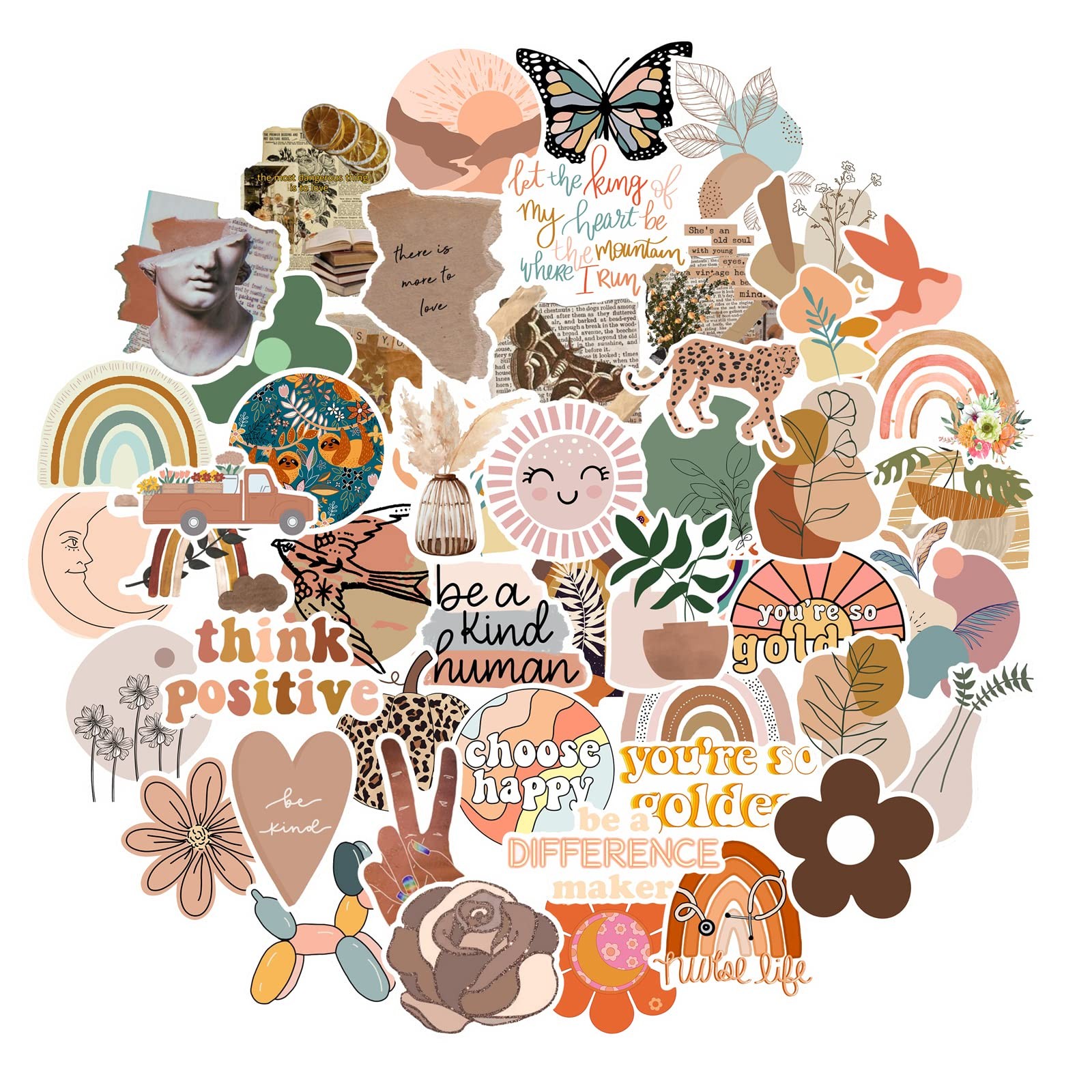 CAKOLINK Vintage Aesthetic Stickers 50 Pcs, Vinyl Waterproof for 1 