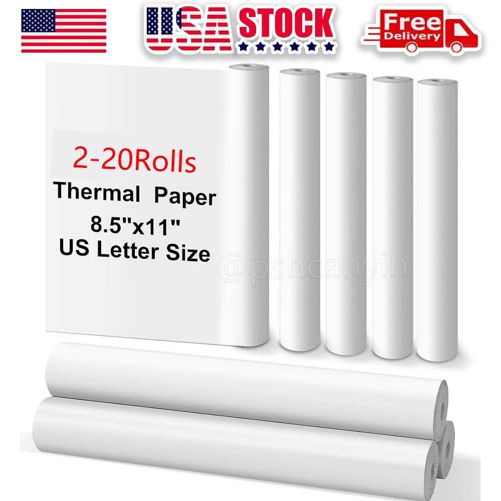 2-20 Rolls Thermal Paper 8.5"x11" US Letter Wholesale Compatible with M08F M832