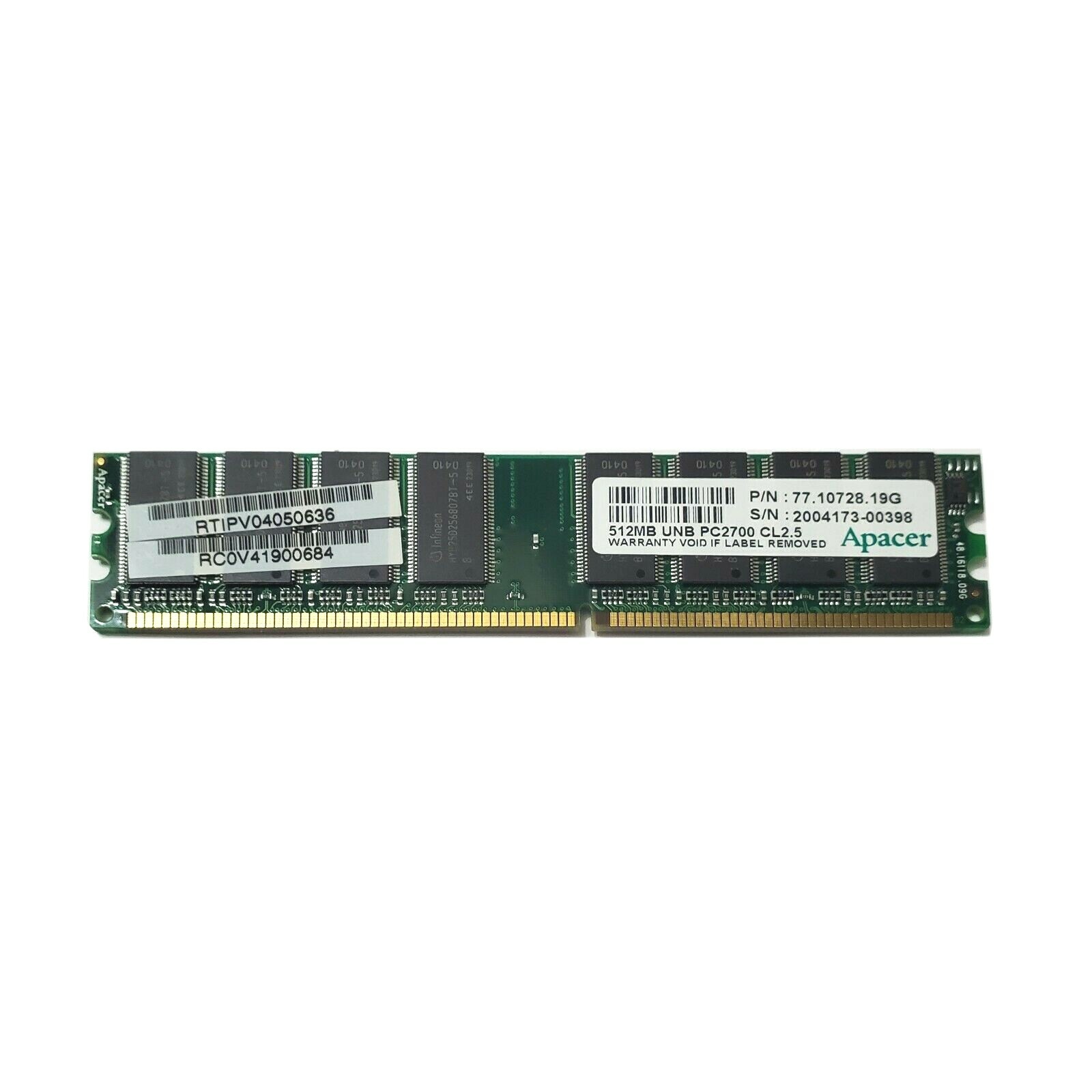Apacer 512MB DDR 333 RAM UNB PC2700 Non-ECC CL2.5 77.10728.19G 