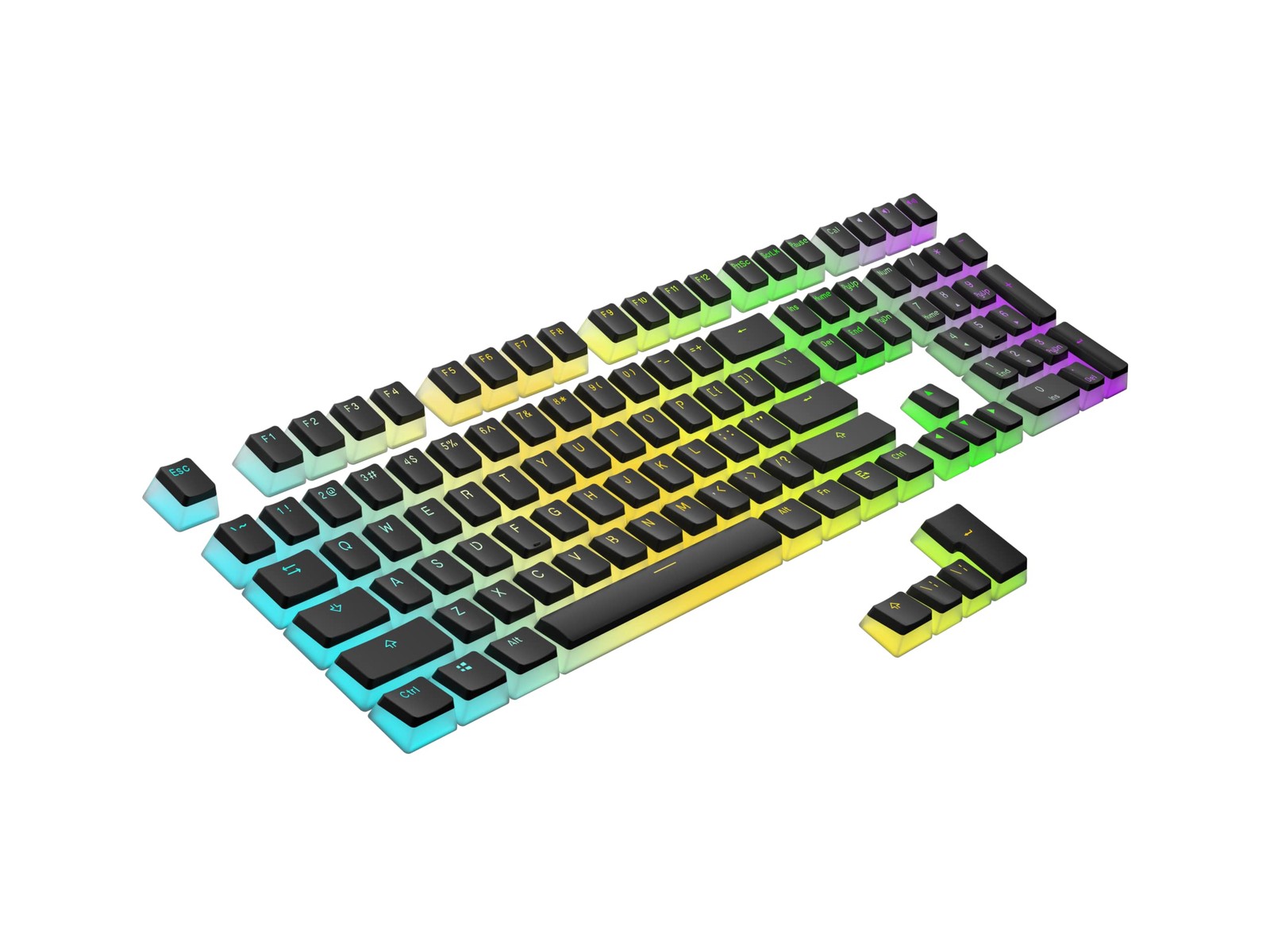Ranked Pudding PBT Keycaps | 112 Double Shot Translucent ANSI US & ISO Layout...