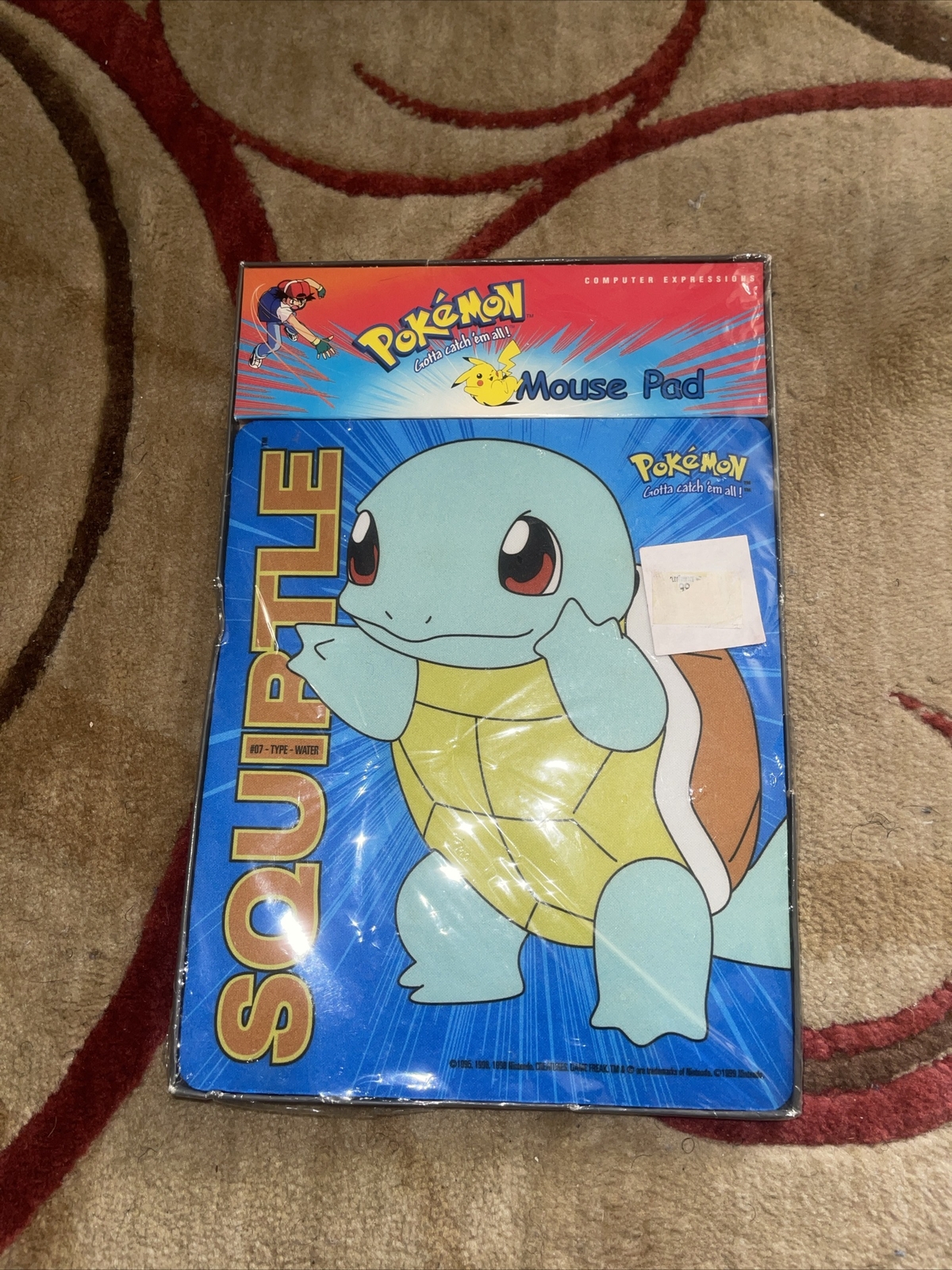 Vintage Pokemon 1999 Official Nintendo Squirtle Mouse Pad New In Factory Wrap