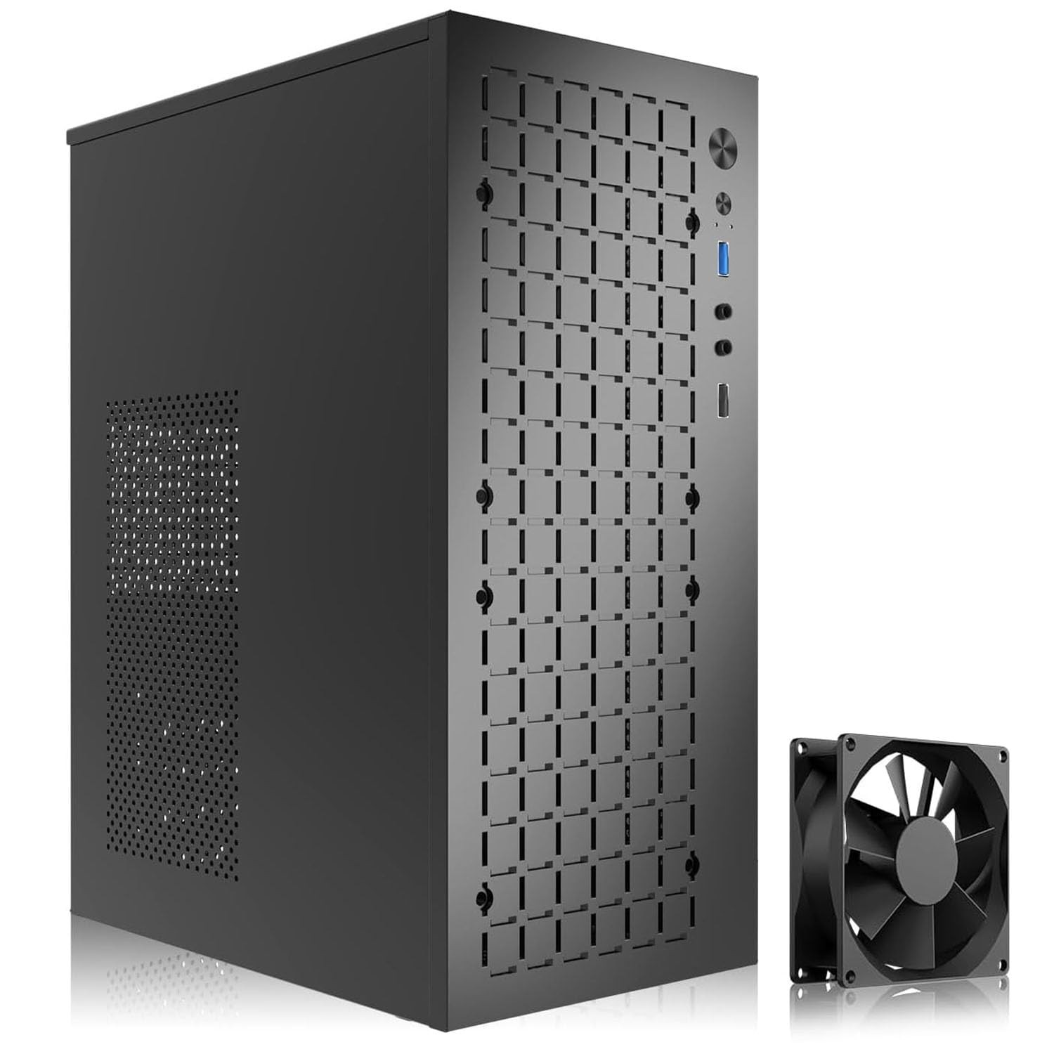TGDGAMER MATX Micro ATX Case, High Airflow Slim PC Case with 80mm Fan-Black