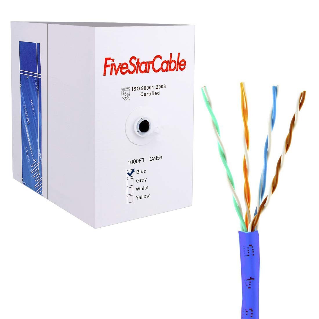 Cat5e 1000 Ft. Ethernet 24AWG 4 Twisted Pair Internet Network Router Camera