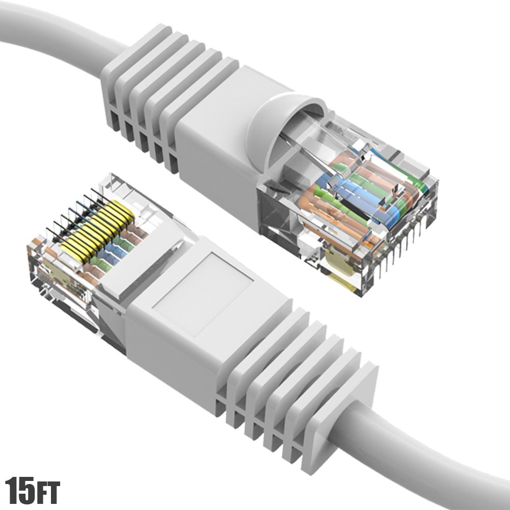 15FT Cat6 RJ45 Network LAN Ethernet UTP Snagless Patch Cable Pure Copper White