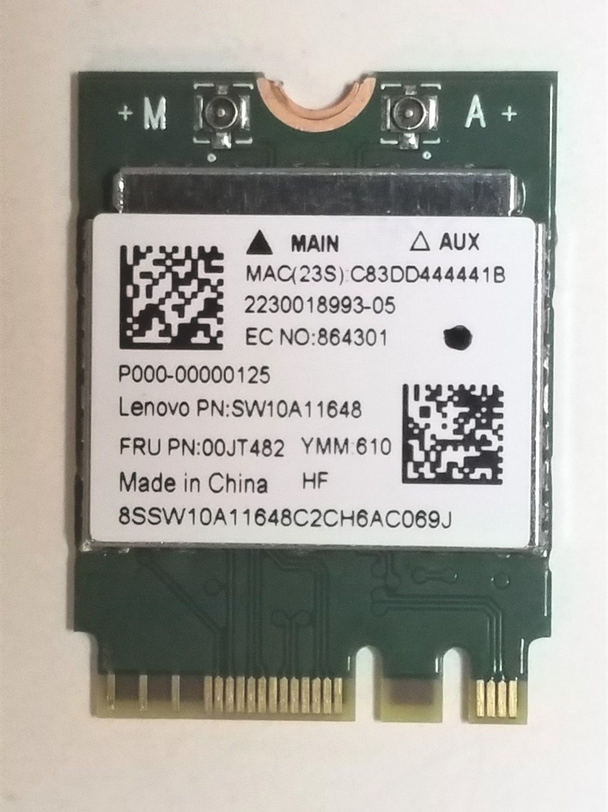 NEW Lenovo IdeaPad 320-15ABR Realtek RTL8821AENF 2x2AC+BT4.0 Wi-Fi Card 00JT482