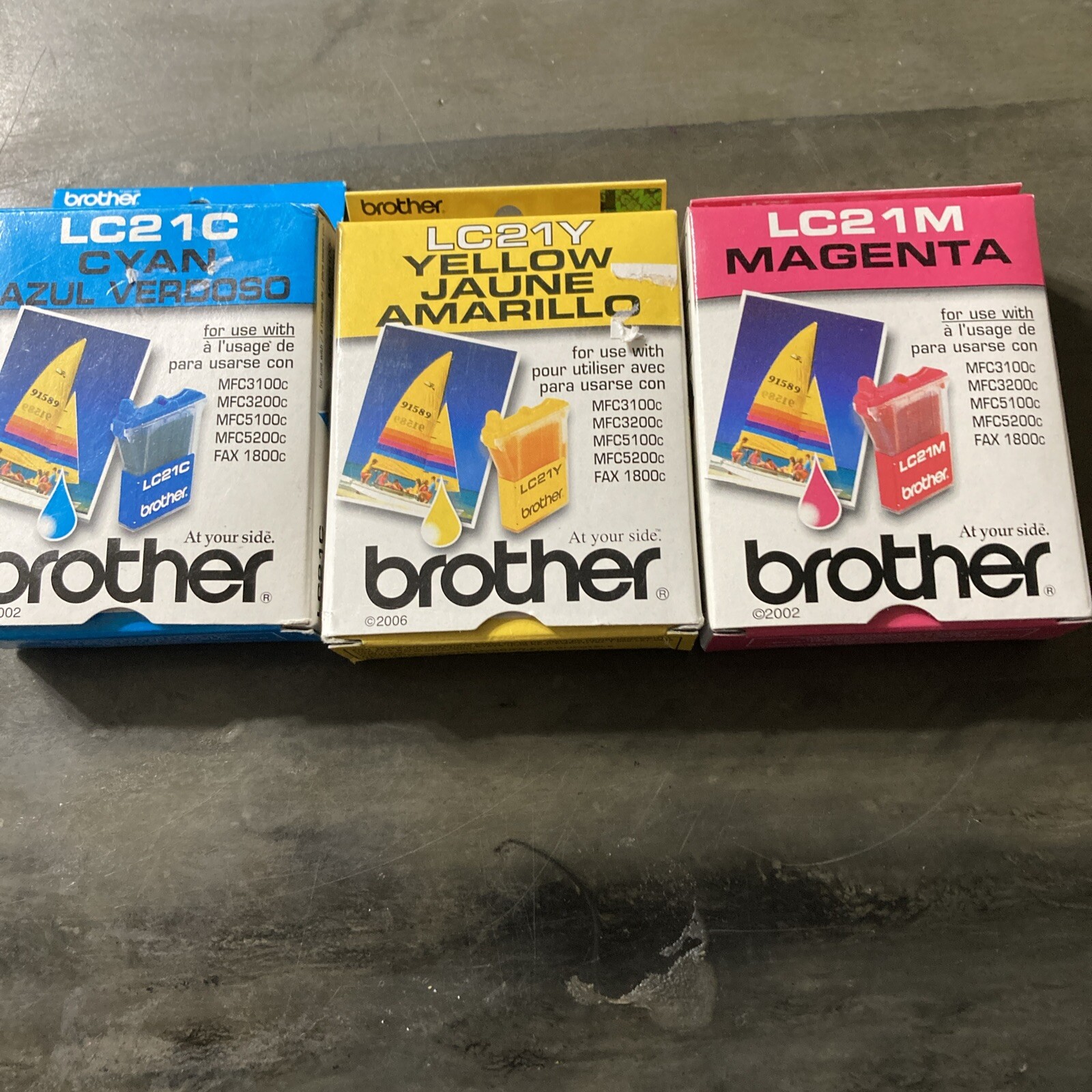 BROTHER LC21 INK CARTRIDGES  LOT OF 3 - (1) Cyan (1) Magenta (1) Yellow