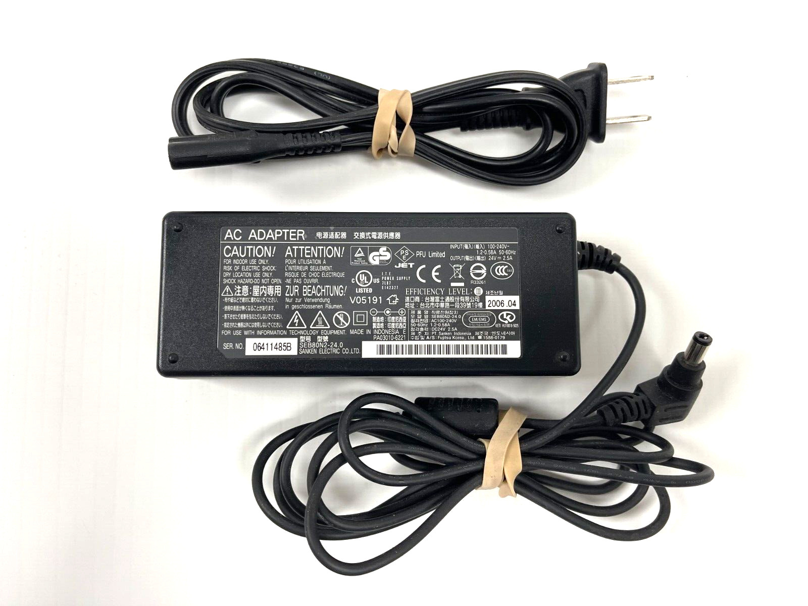 Genuine Fujitsu Sanken SEB80N2-24 Notebook Laptop Power Supply Adapter AC DC