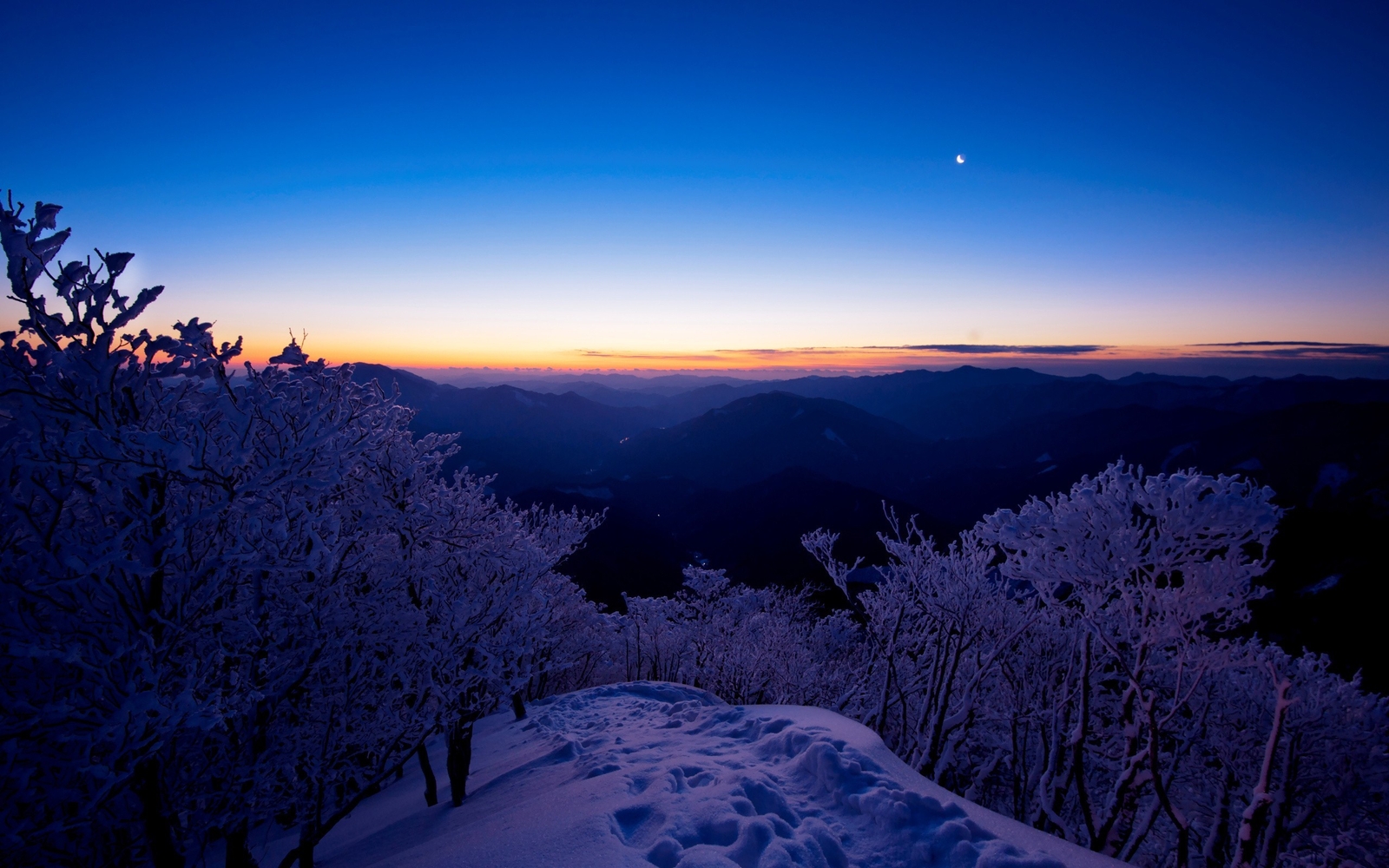 Landscape snow trees sunset nature winter sky Custom Gaming Mat Desk