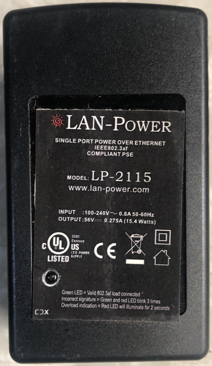 ADI Lanpower LP-2115 Plug-in POE Injector 15w IP CCTV Power
