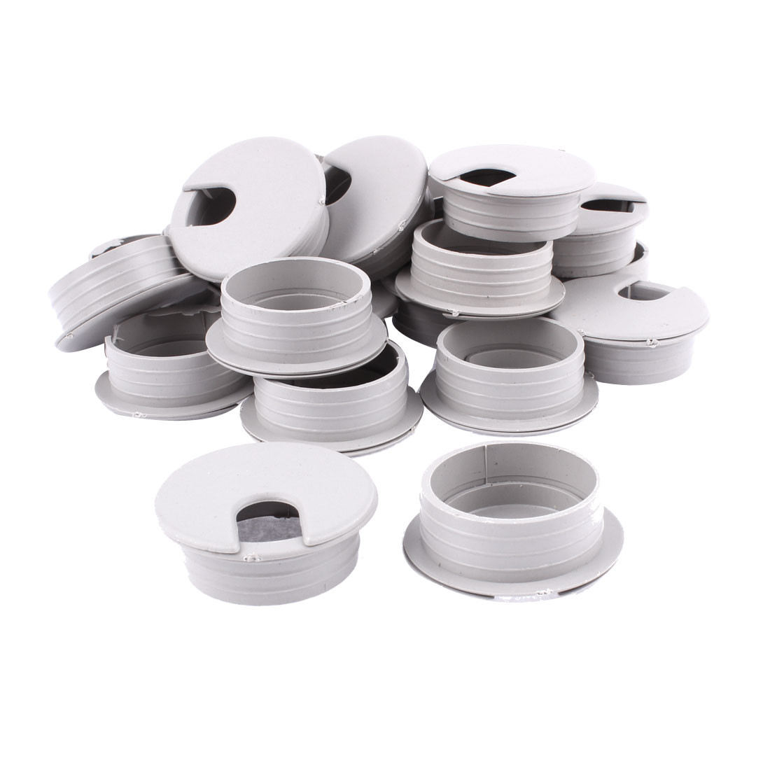 35mm Dia PC Computer Desk Table Plastic Grommet Wire Cable Hole Cover Gray 24pcs
