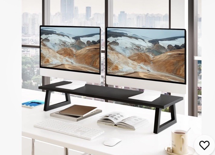 TEAMIX 31.5 inch Dual Monitor Riser, Long Black inch, 