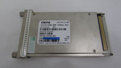 Ciena NTTA03HE 100G CFP 10X10G WDM SMF 1550nm 2km WOTRCWVFAA PD100-TXFND-005  