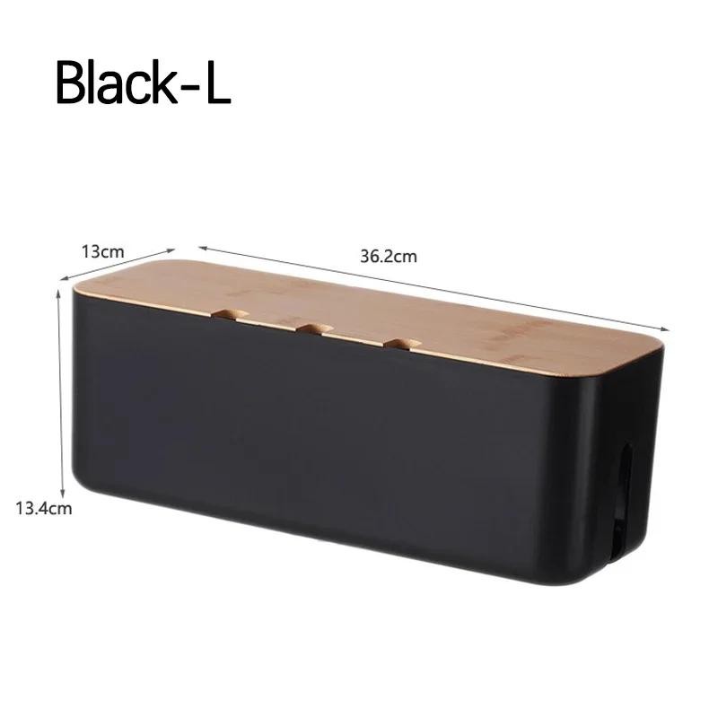 Bamboo Cable Management Box Desk Organizer Hide Wires Power Strips